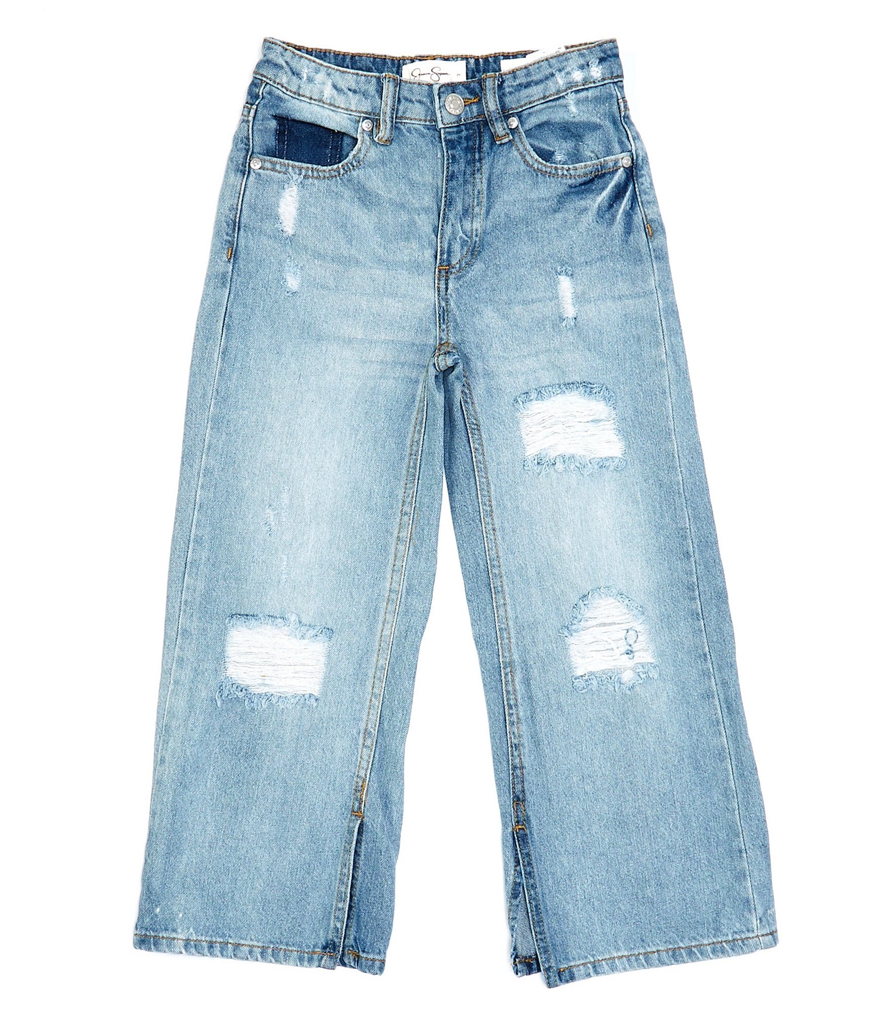 Jessica Simpson Big Girls 7-16 Wide Leg Destructed Jeans | Dillard's