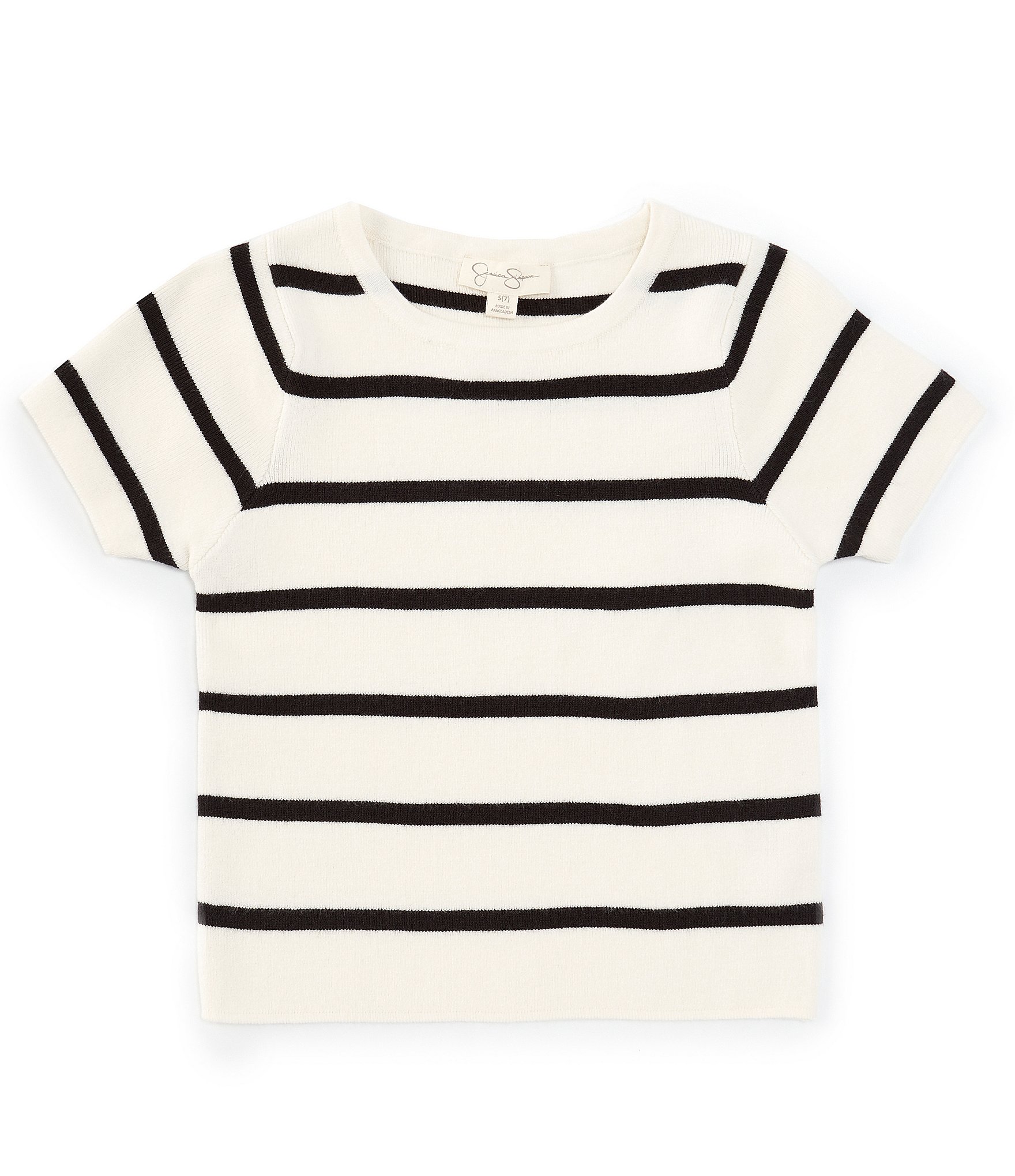 Jessica Simpson Big Girls 7-16 Short Sleeve Striped Sweater