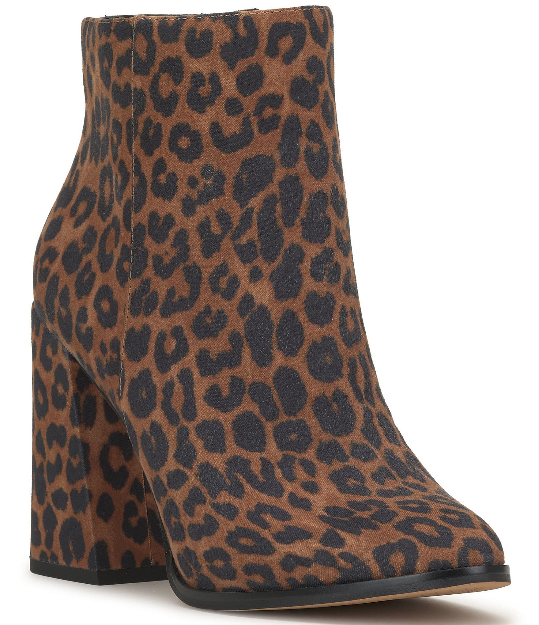  Jazamé Women's Rider Ankle High Chunky Stack Block Heel Leopard  Print Booties Dress Boots, Leopard, 5.5