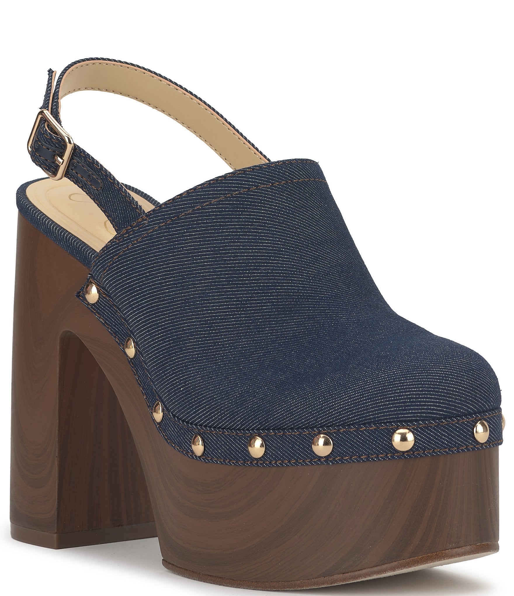 Jessica Simpson Cazea Denim Studded Platform Clogs