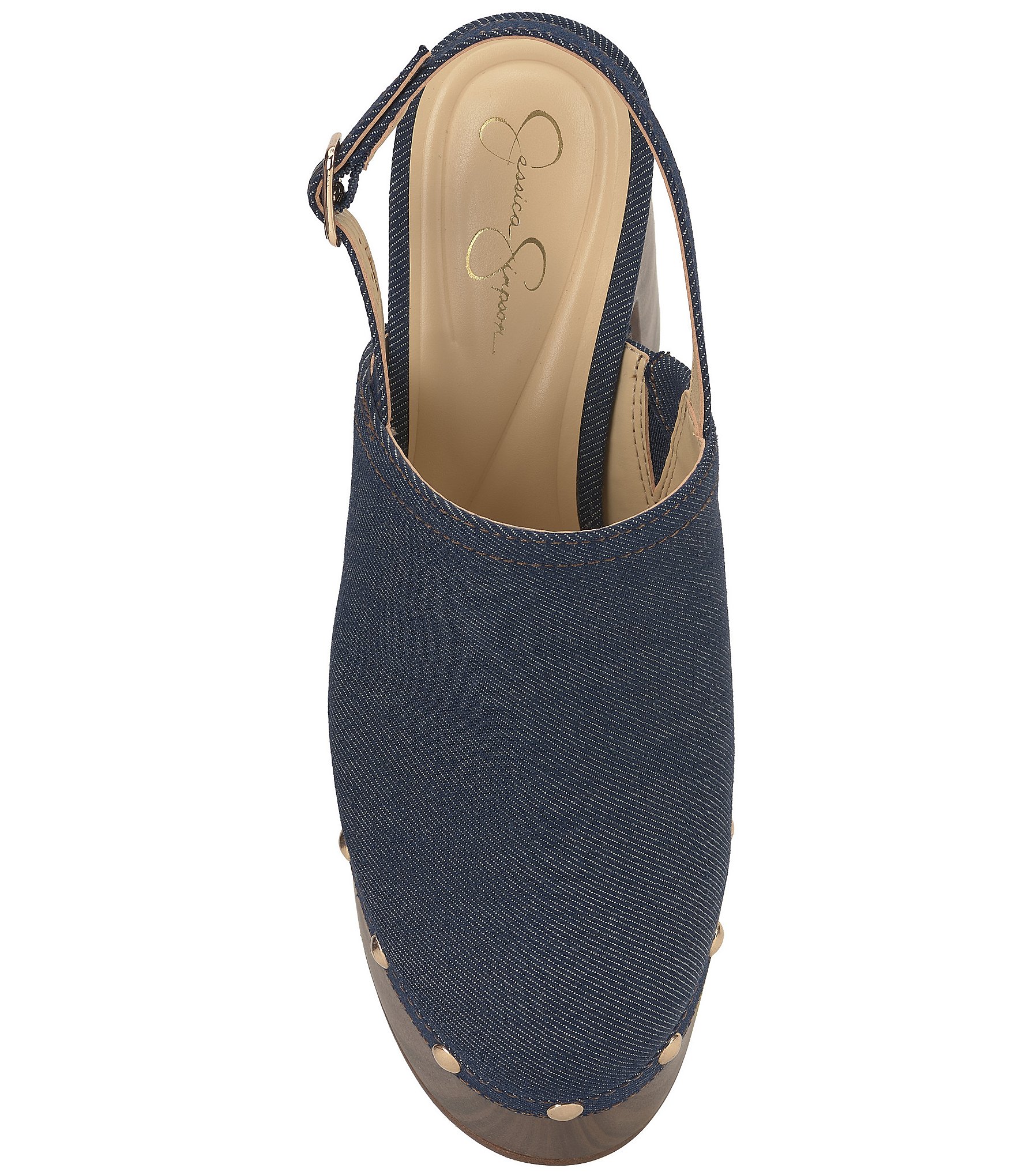 Jessica Simpson Cazea Denim Studded Platform Clogs
