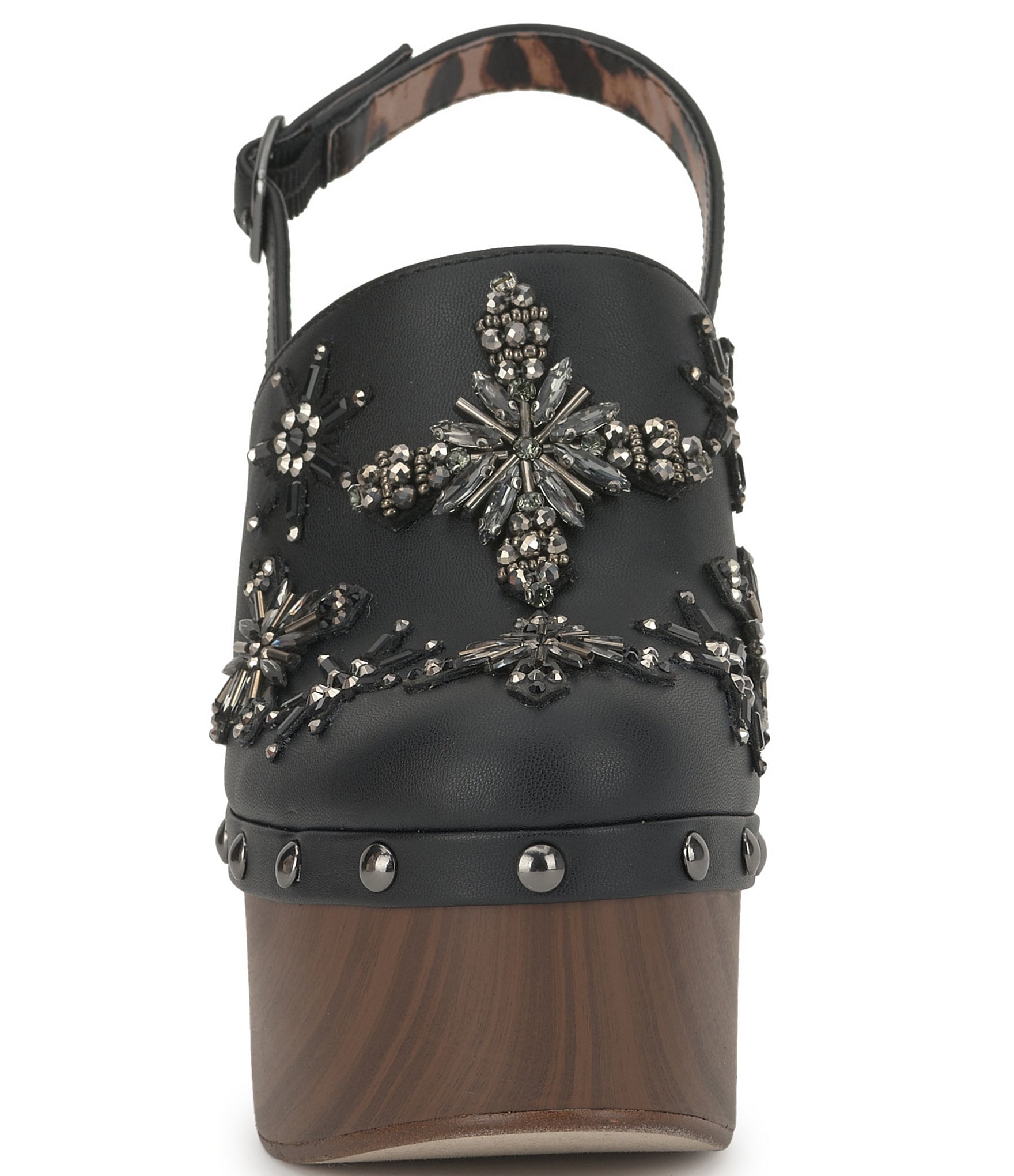 Jessica Simpson Cazea Bead Embellished Rhinestone Platform Clogs