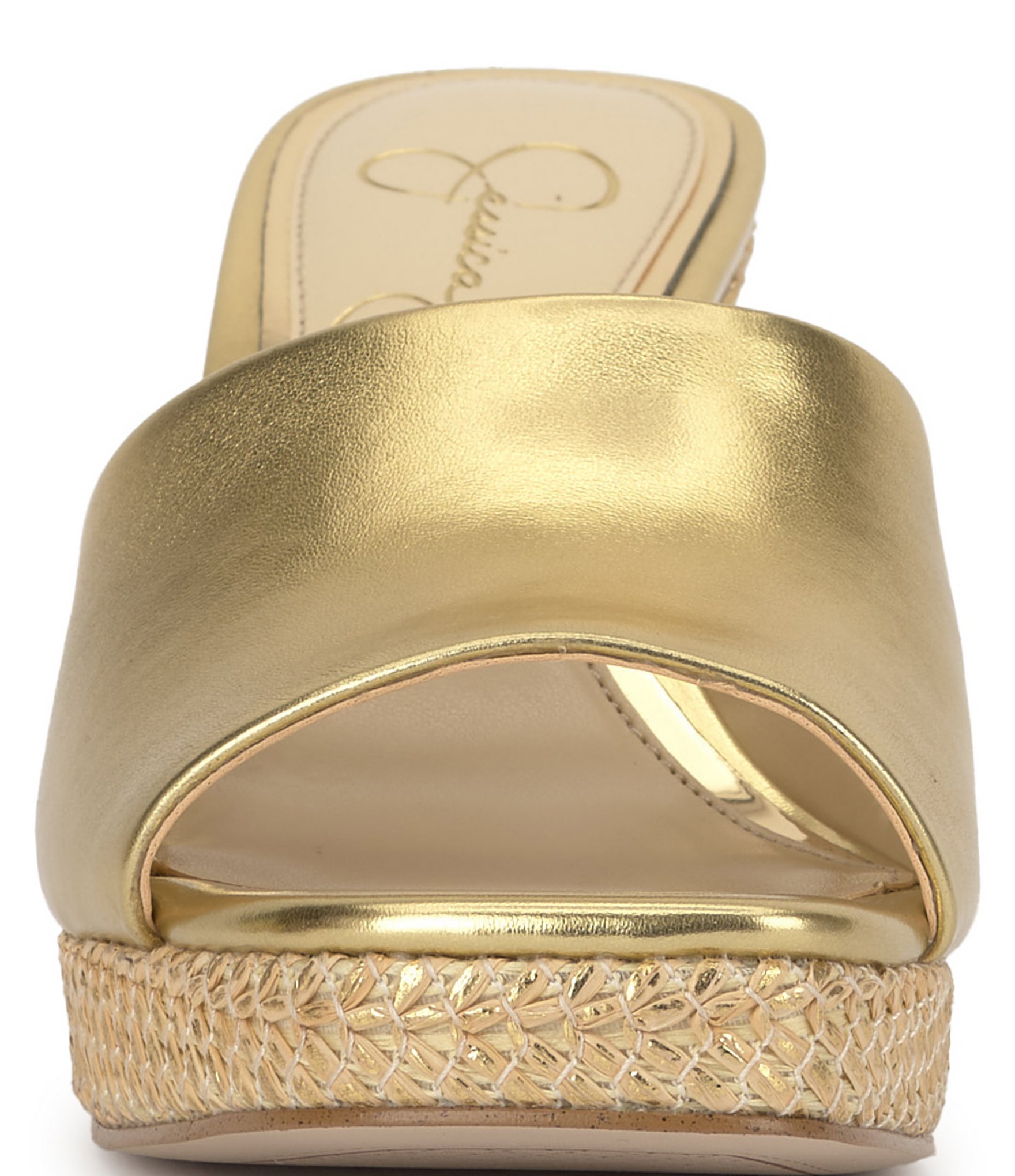 Jessica Simpson Elyzza Raffia Platform Block Heel Square Toe Slide Sandals