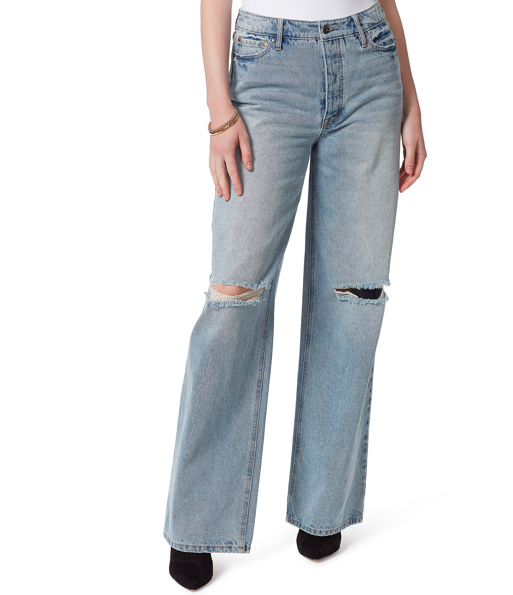 YMI Jeanswear High Rise Wide Leg Double Cargo Jeans