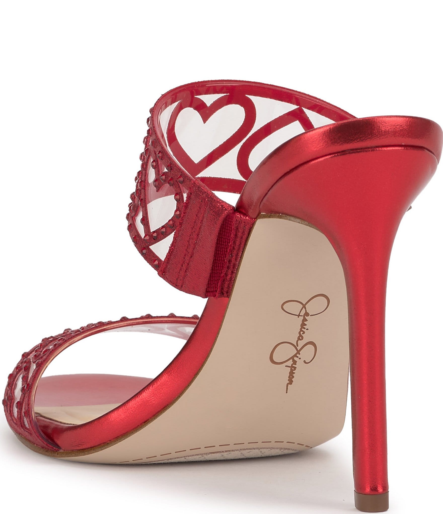 Jessica Simpson Jovara Rhinestone Heart Dress Slide Sandals