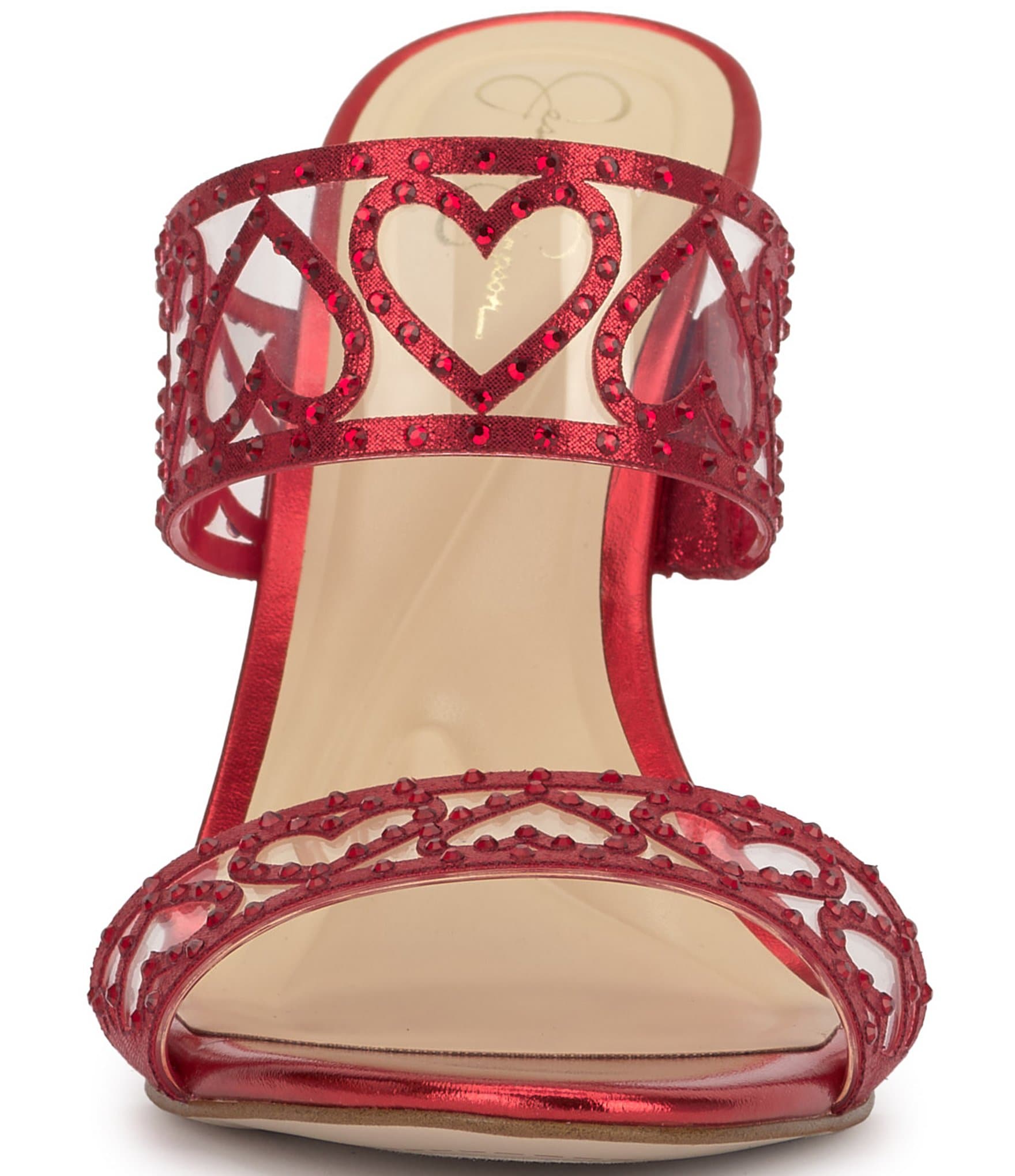 Jessica Simpson Jovara Rhinestone Heart Dress Slide Sandals