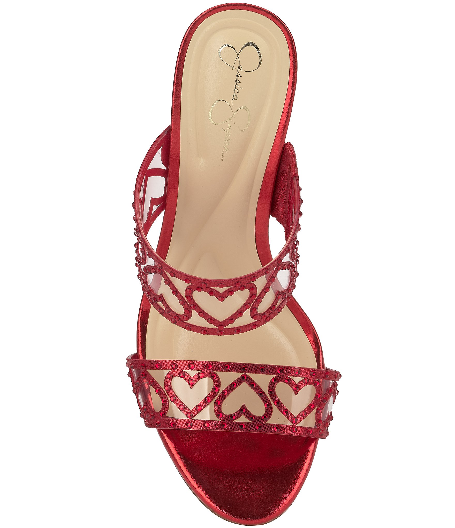 Jessica Simpson Jovara Rhinestone Heart Dress Slide Sandals
