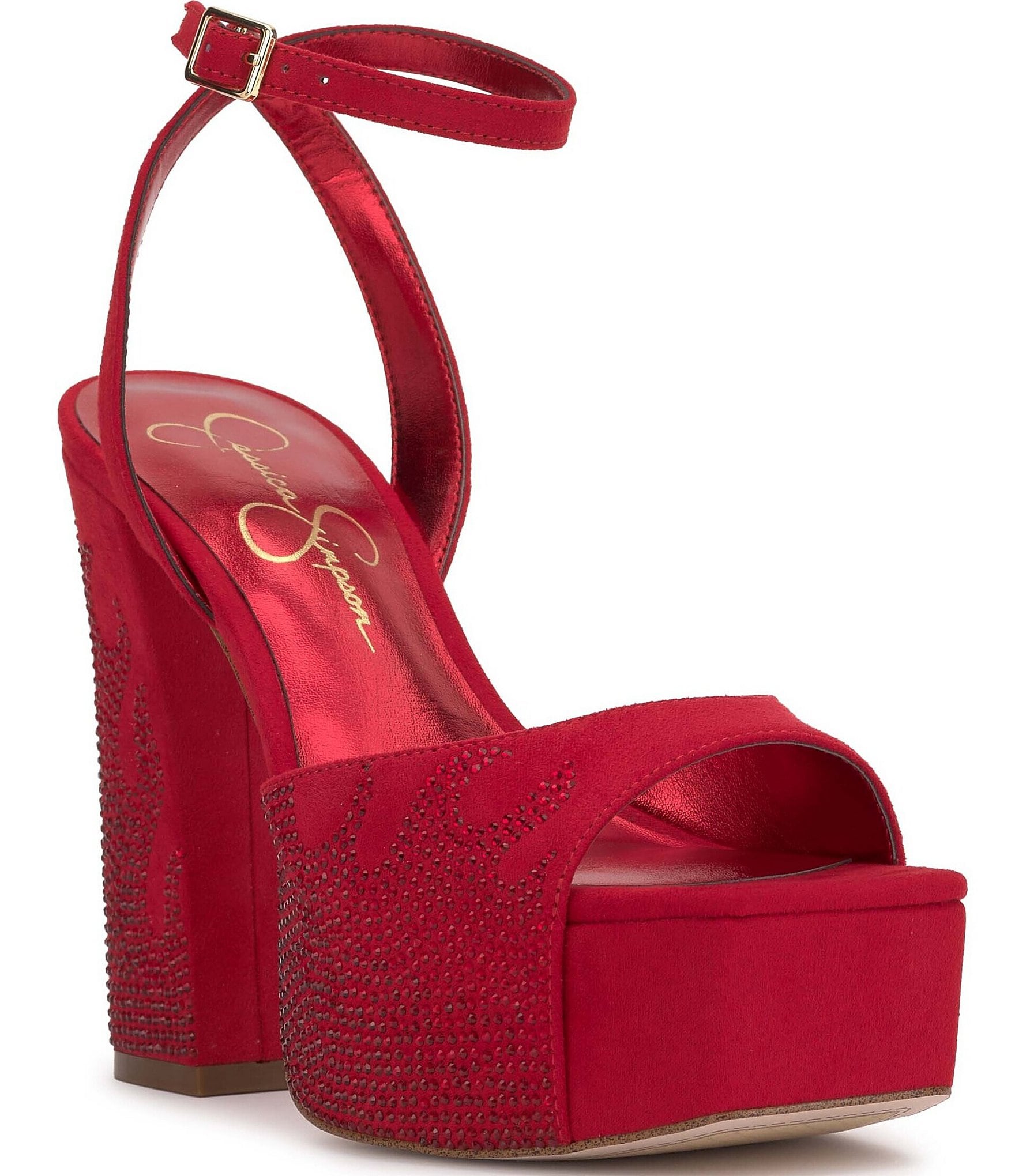 Jessica simpson fashion red suede pumps