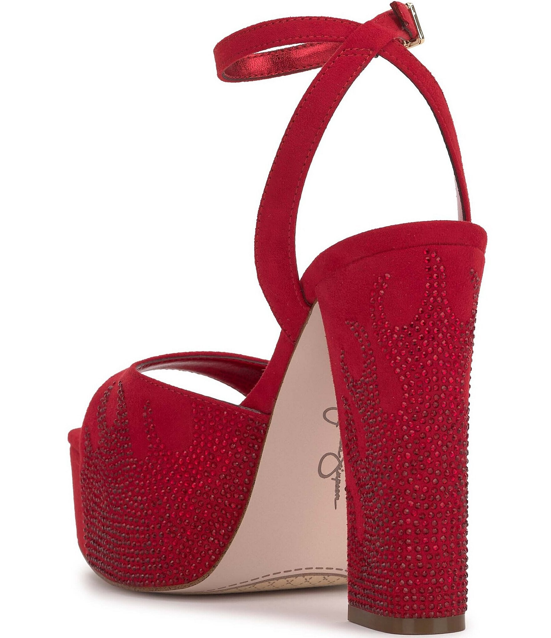 Jessica Simpson Lirio Faux Suede Rhinestone Flame Platform Sandals