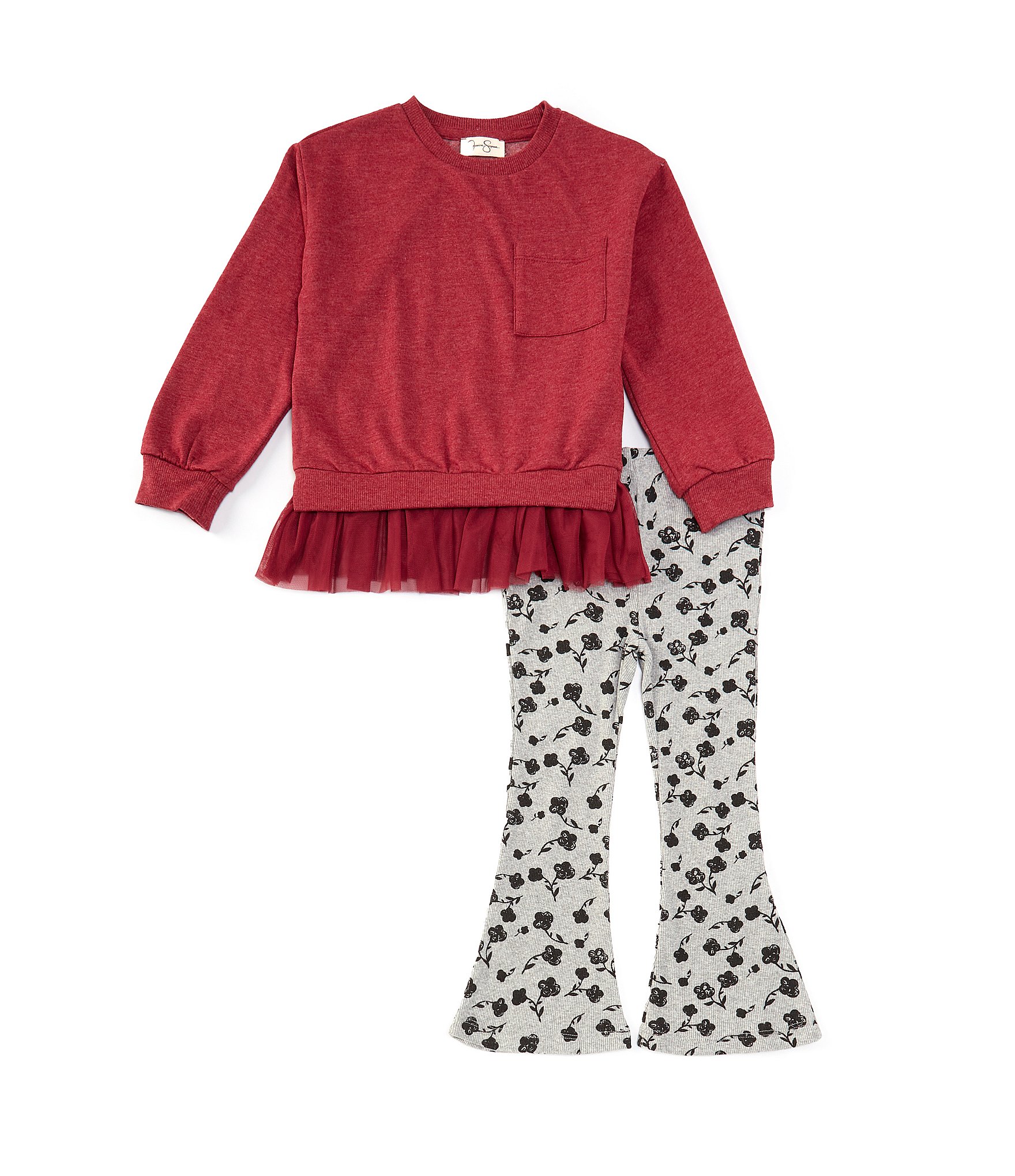 Jessica Simpson Little Girls 2T-4T Long Sleeve Tulle-Trimmed Jessica Simpson Little Girls 2T-4T Long Sleeve Tulle-Trimmed