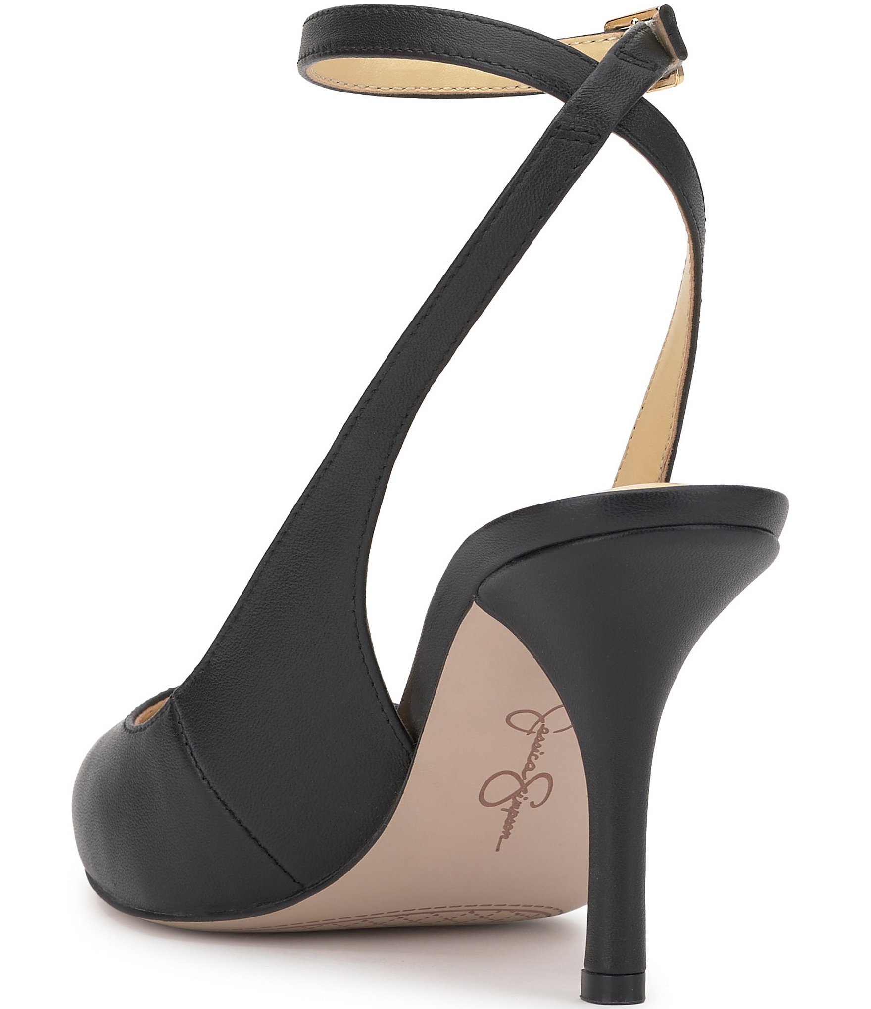 Jessica Simpson Miriale Leather Slingback Ankle Strap Pumps