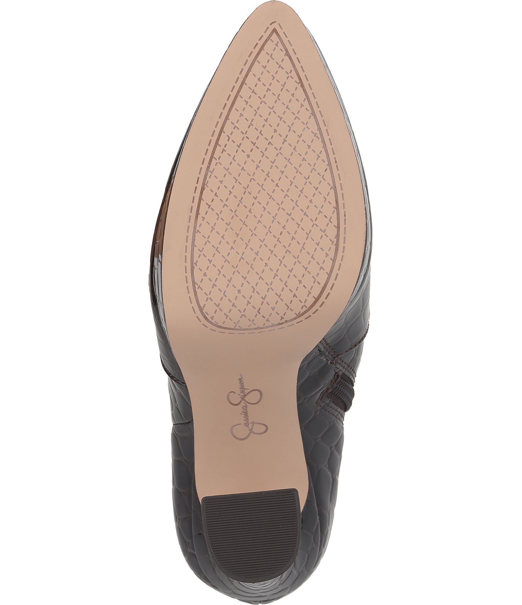 Jessica Simpson Nerix Crocodile Embossed Patent Platform Booties