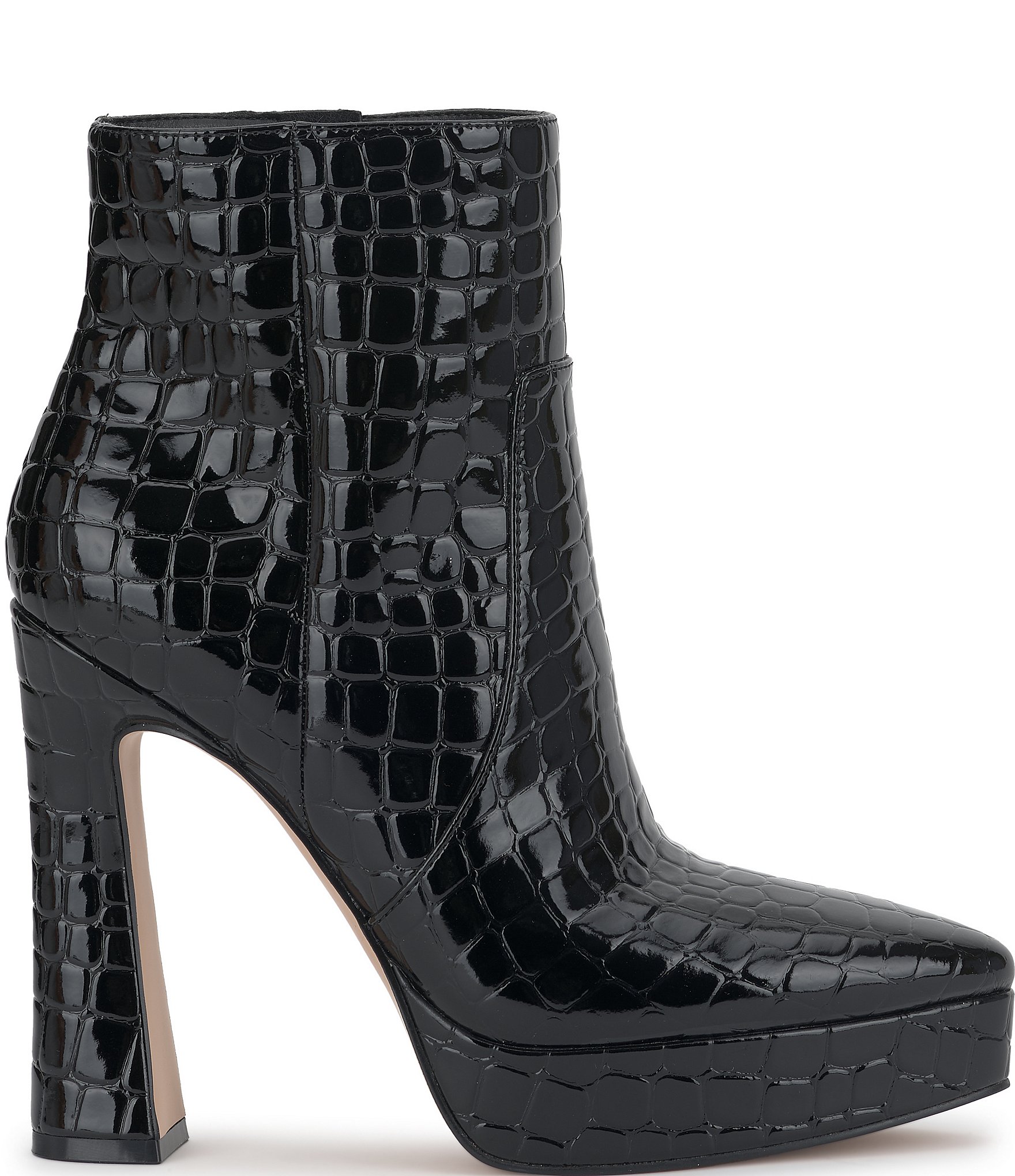 Jessica Simpson Nerix Crocodile Embossed Patent Platform Booties