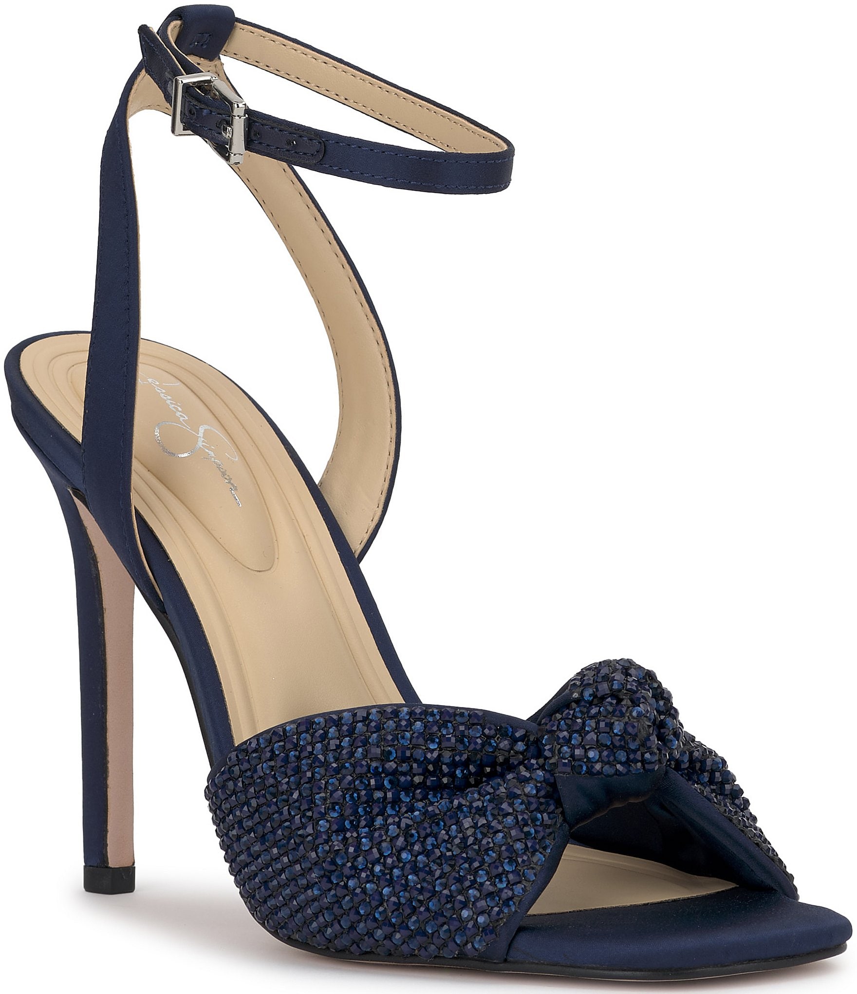 Navy blue strappy heels best sale