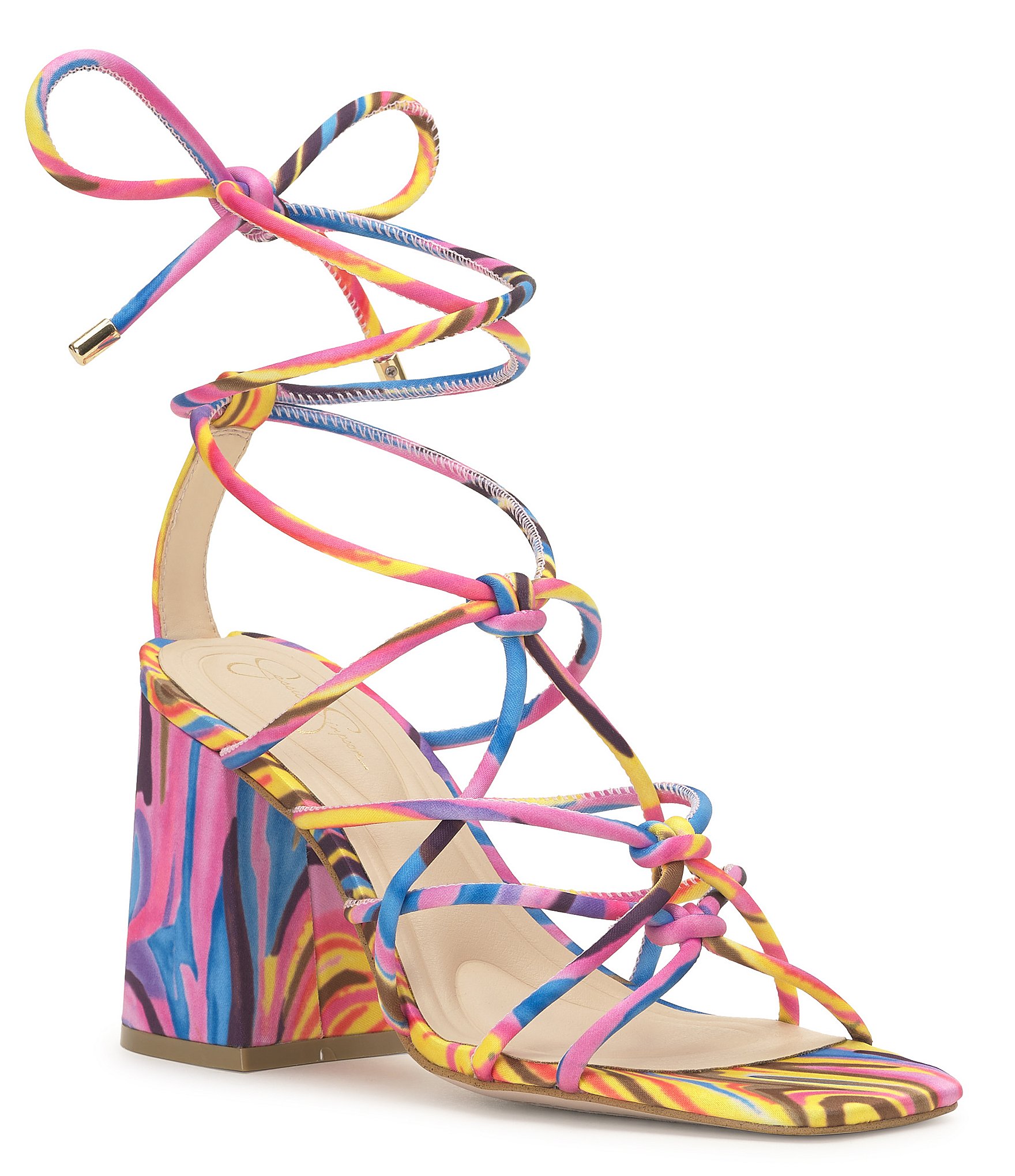 Jessica Simpson Ozias Printed Strappy Ankle Wrap Dress Sandals | Dillard's