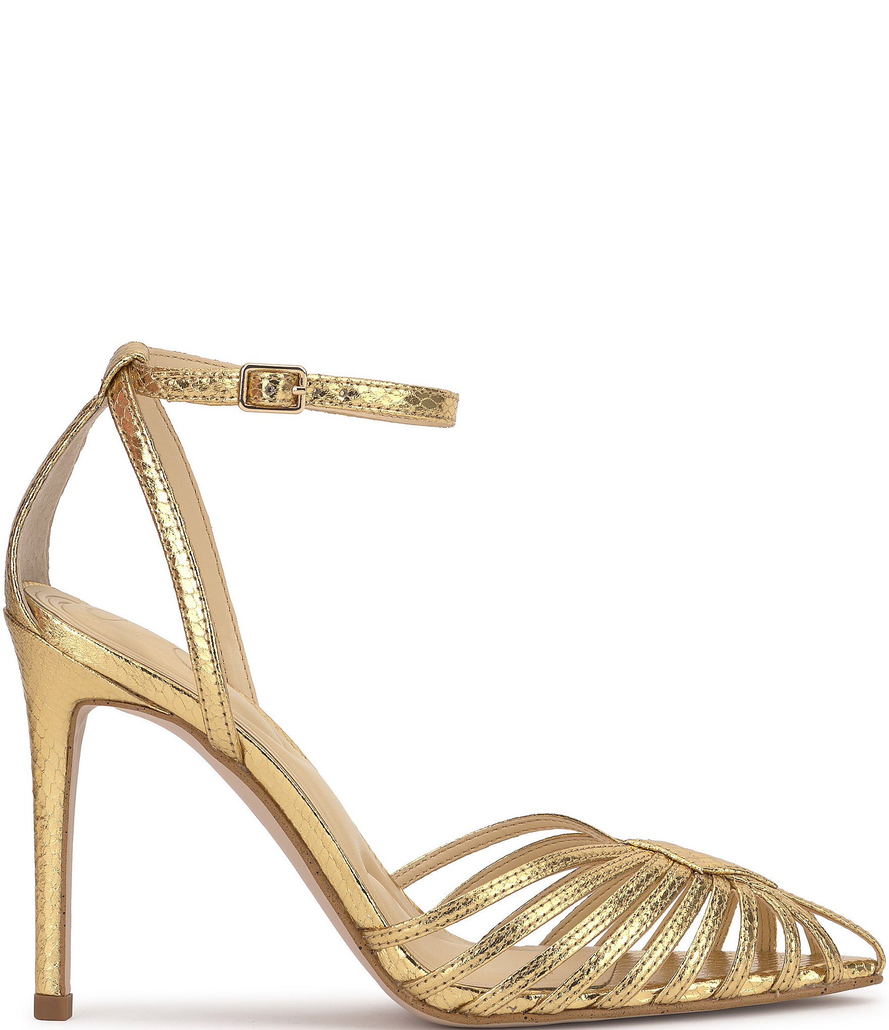 Jessica Simpson Paveri Lizard Embossed Strappy Caged Ankle Strap Pumps