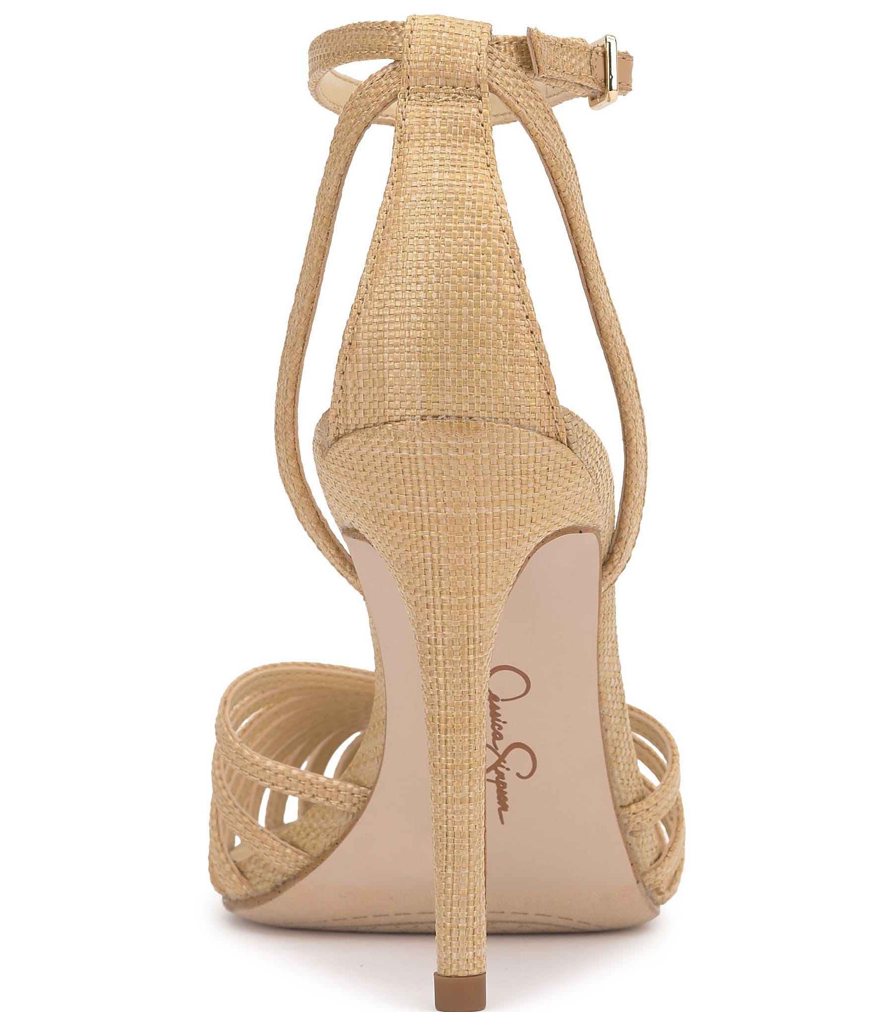 Jessica Simpson Paveri Raffia Strappy Caged Ankle Strap Pumps