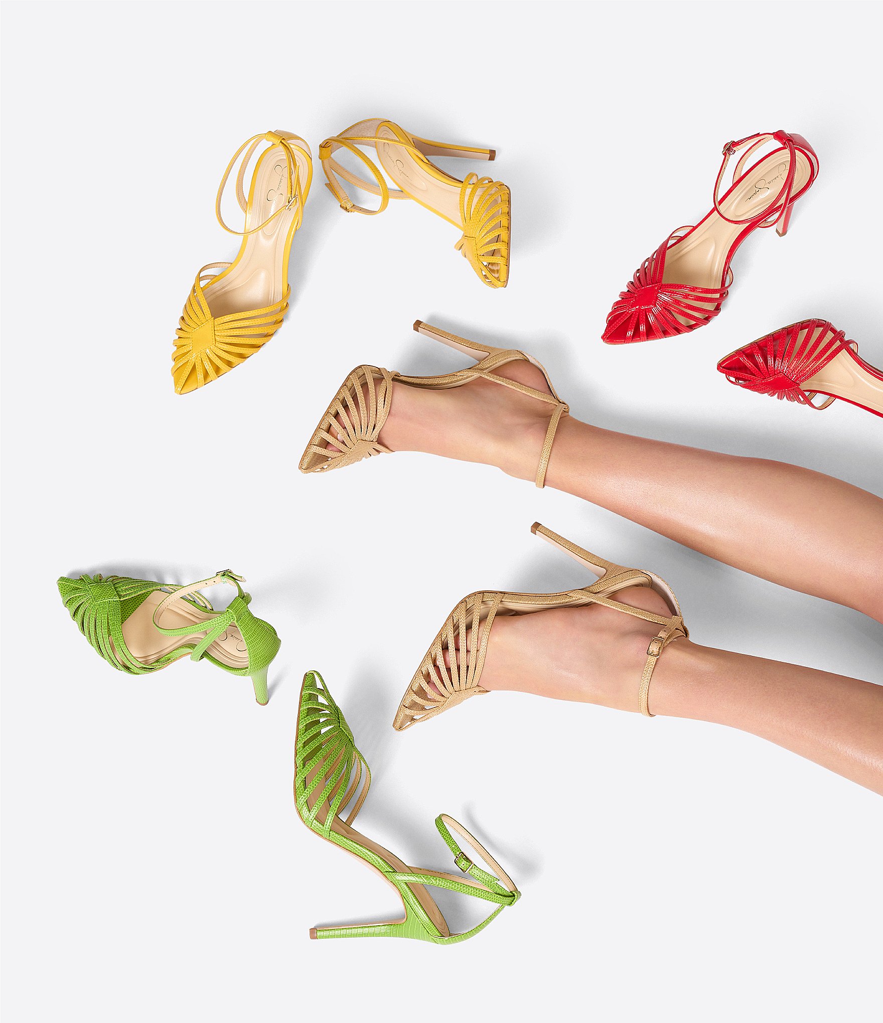 Jessica Simpson Paveri Raffia Strappy Caged Ankle Strap Pumps