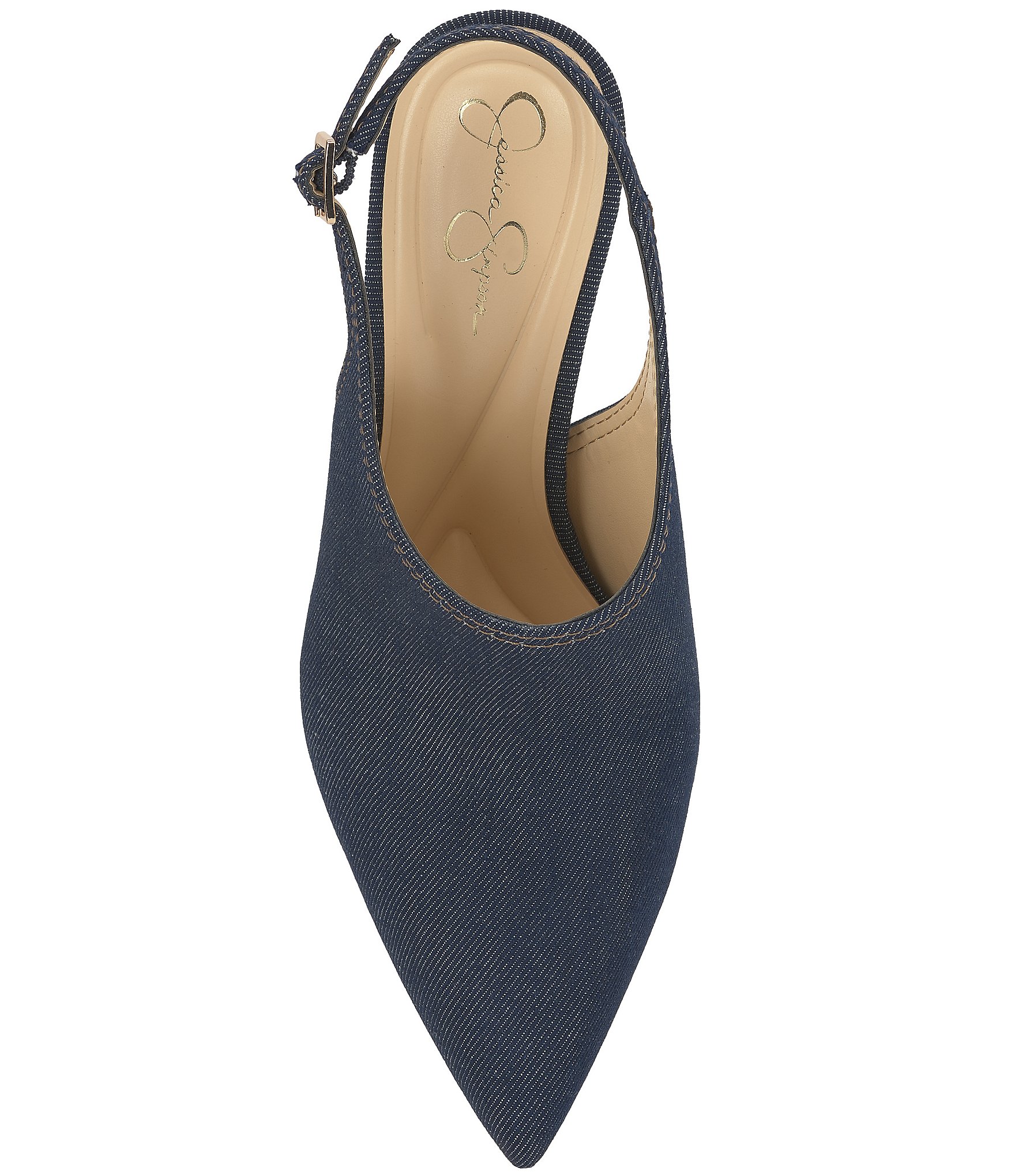 Jessica Simpson Pavie Denim Pointed Toe Stiletto Mules