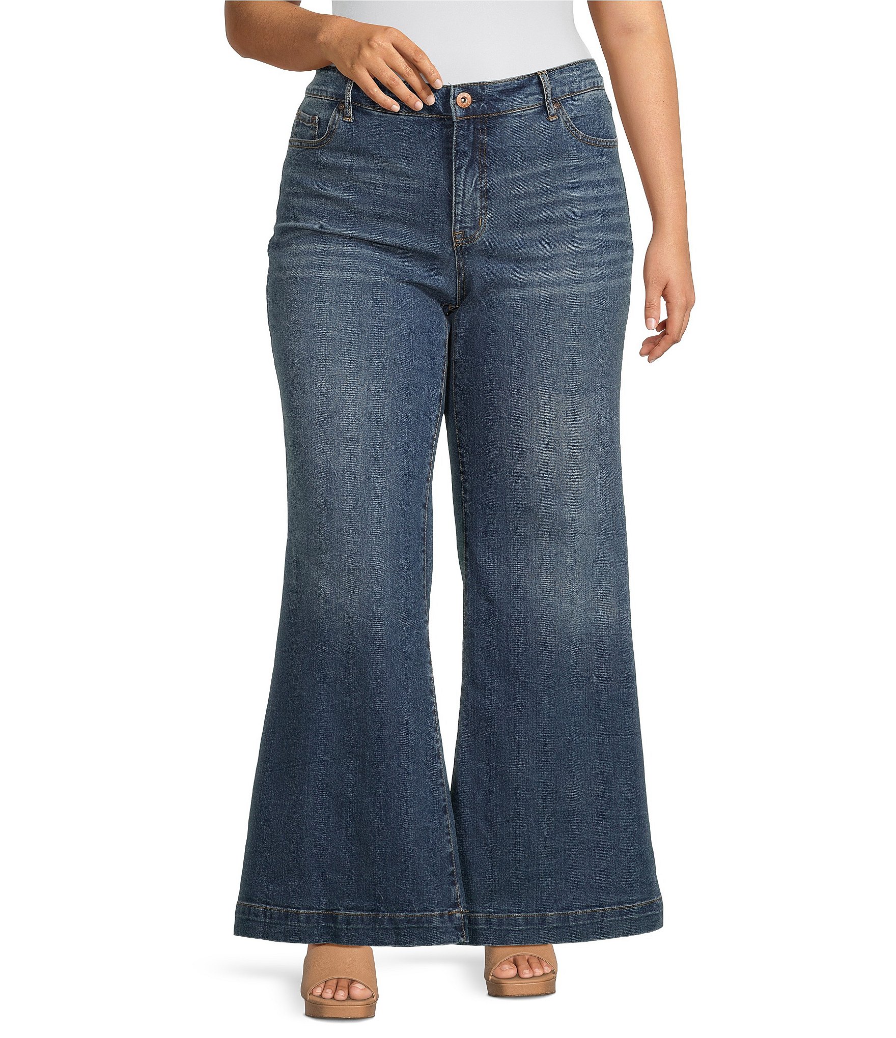 Jessica Simpson Plus Size True Love Wide Leg High Rise Jeans | Dillard's