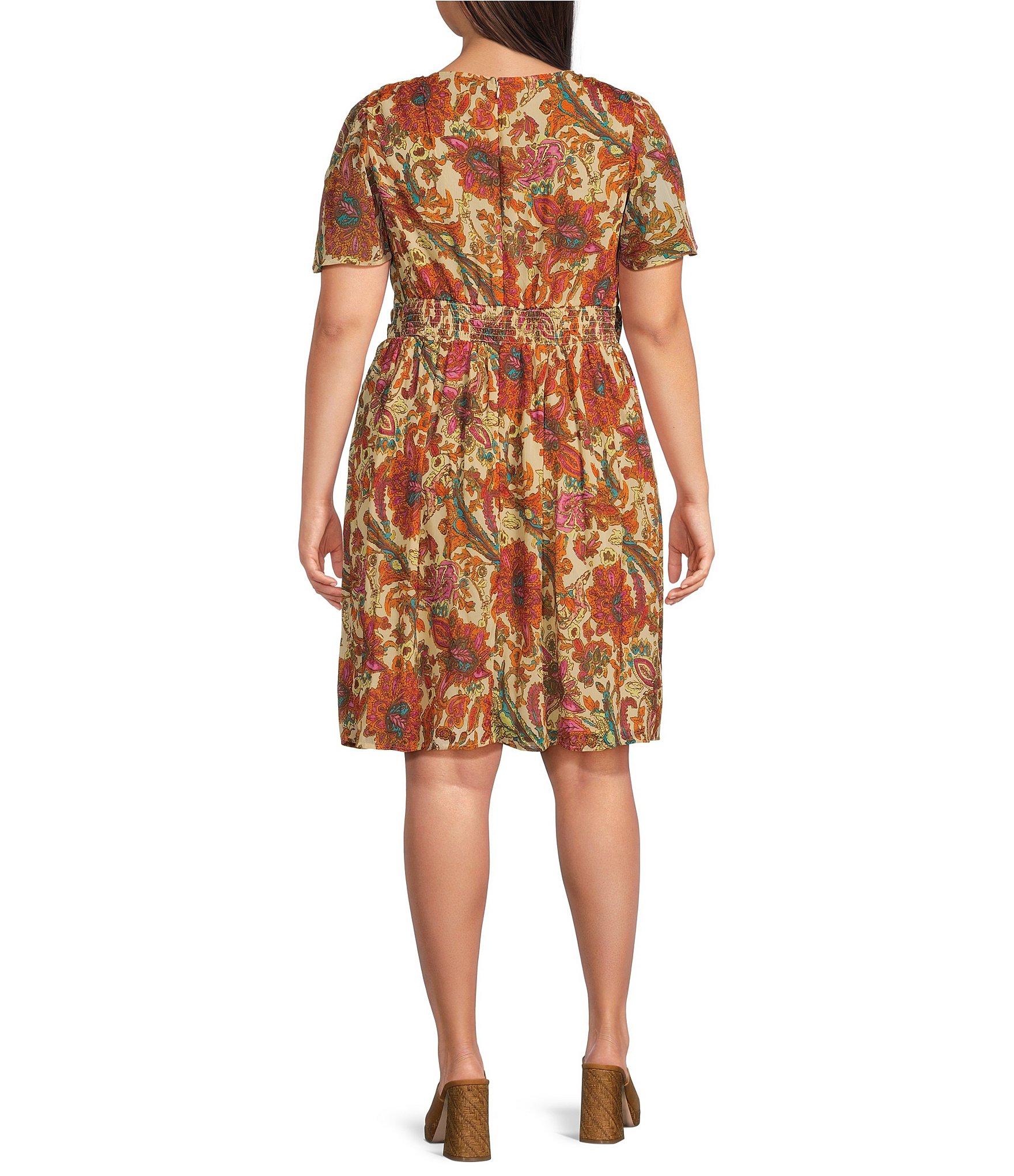 Jessica Simpson Plus Size Vilma Printed Short Sleeve Dress