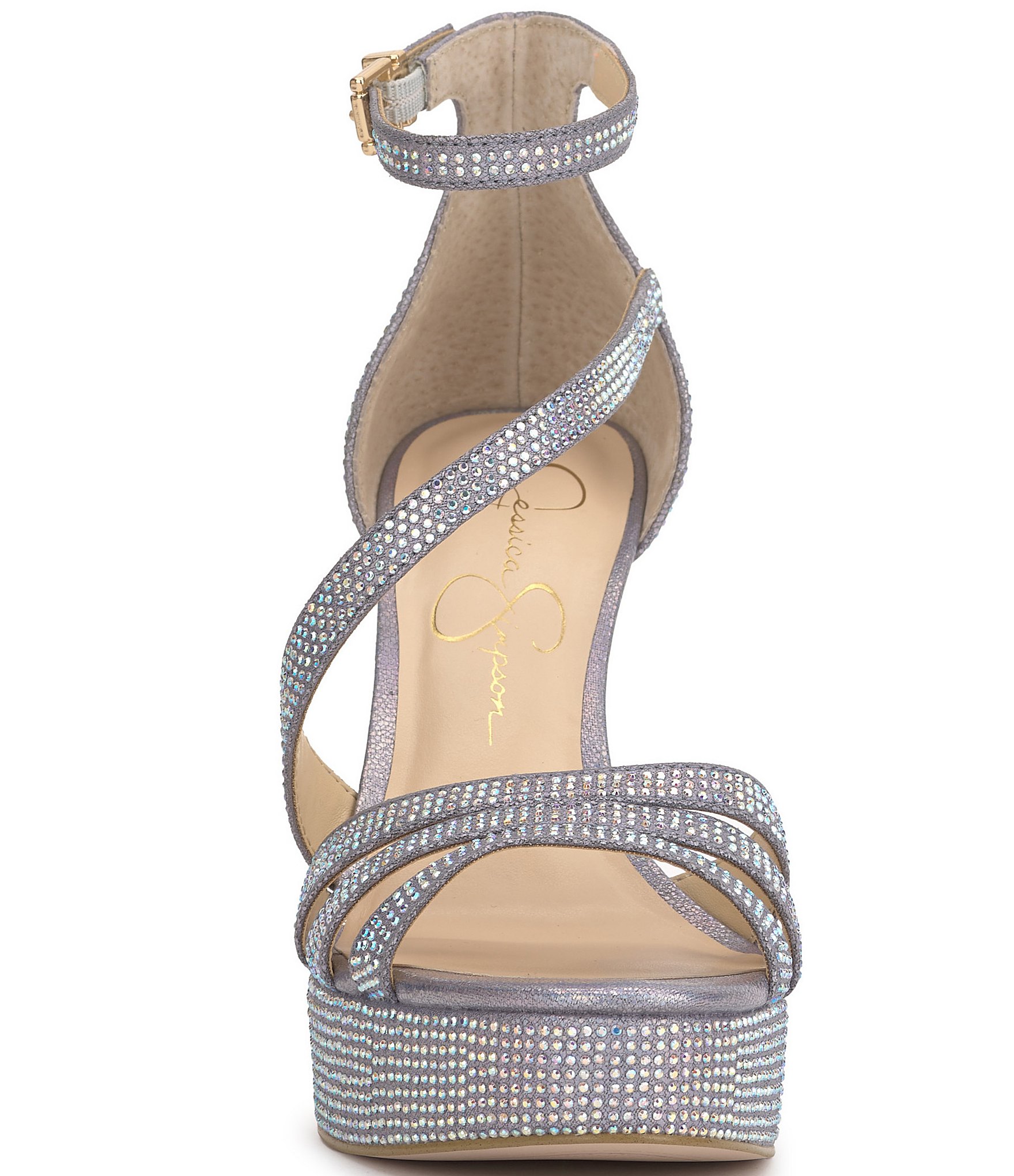 Jessica Simpson Shyremin Iridescent Rhinestone Platform Dress Sandals