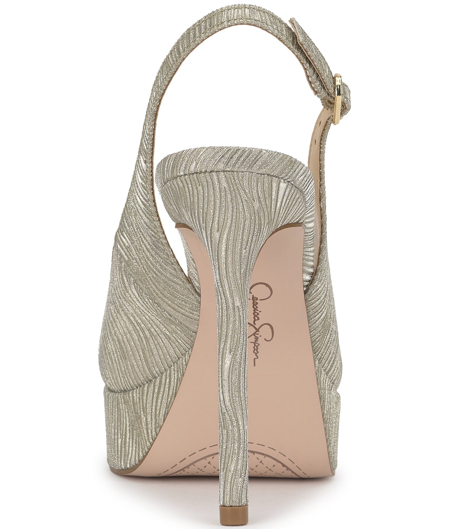 Jessica Simpson Sibilla Wavy Textured Slingback Peep Toe Platform Pumps