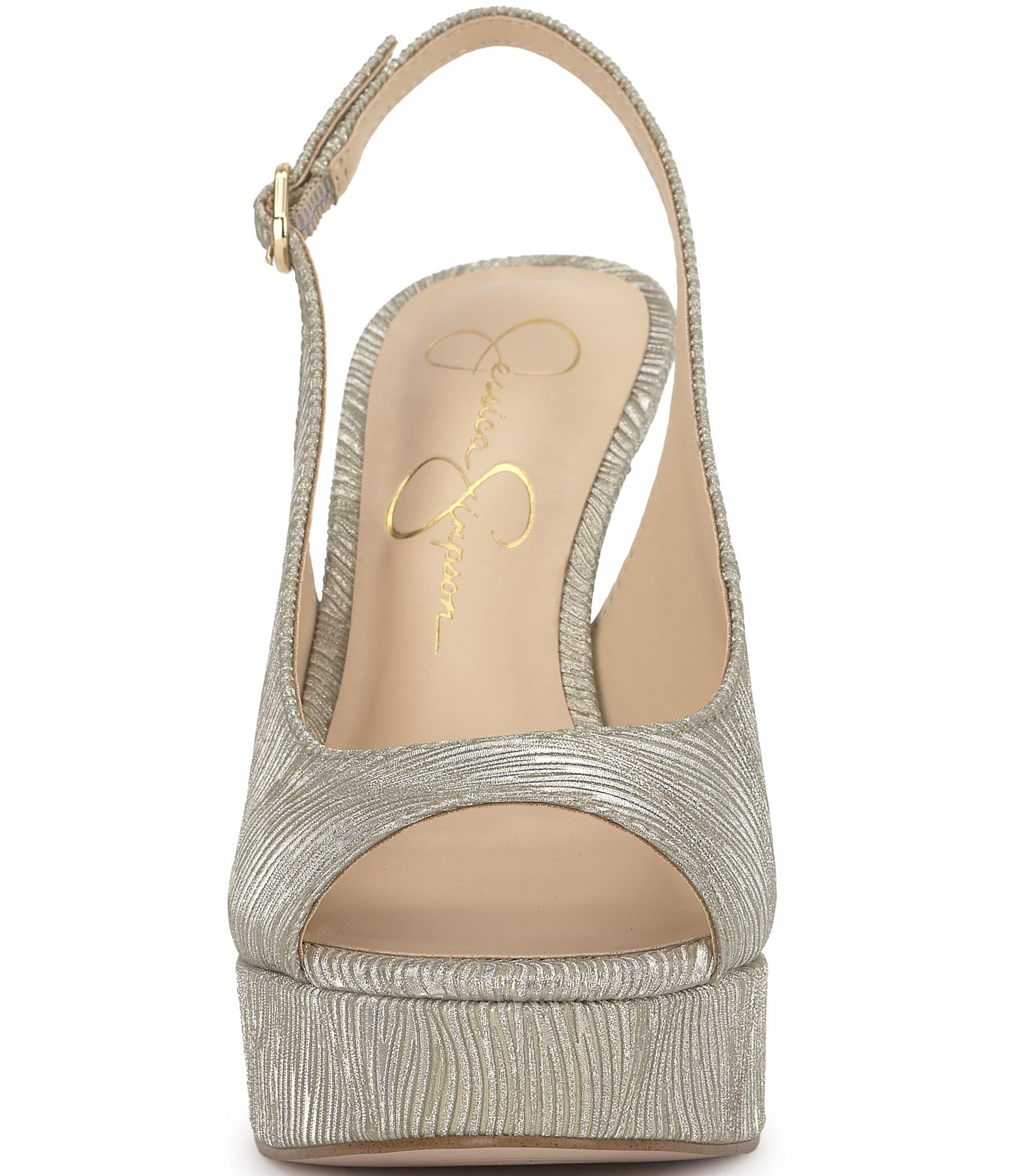 Jessica Simpson Sibilla Wavy Textured Slingback Peep Toe Platform Pumps