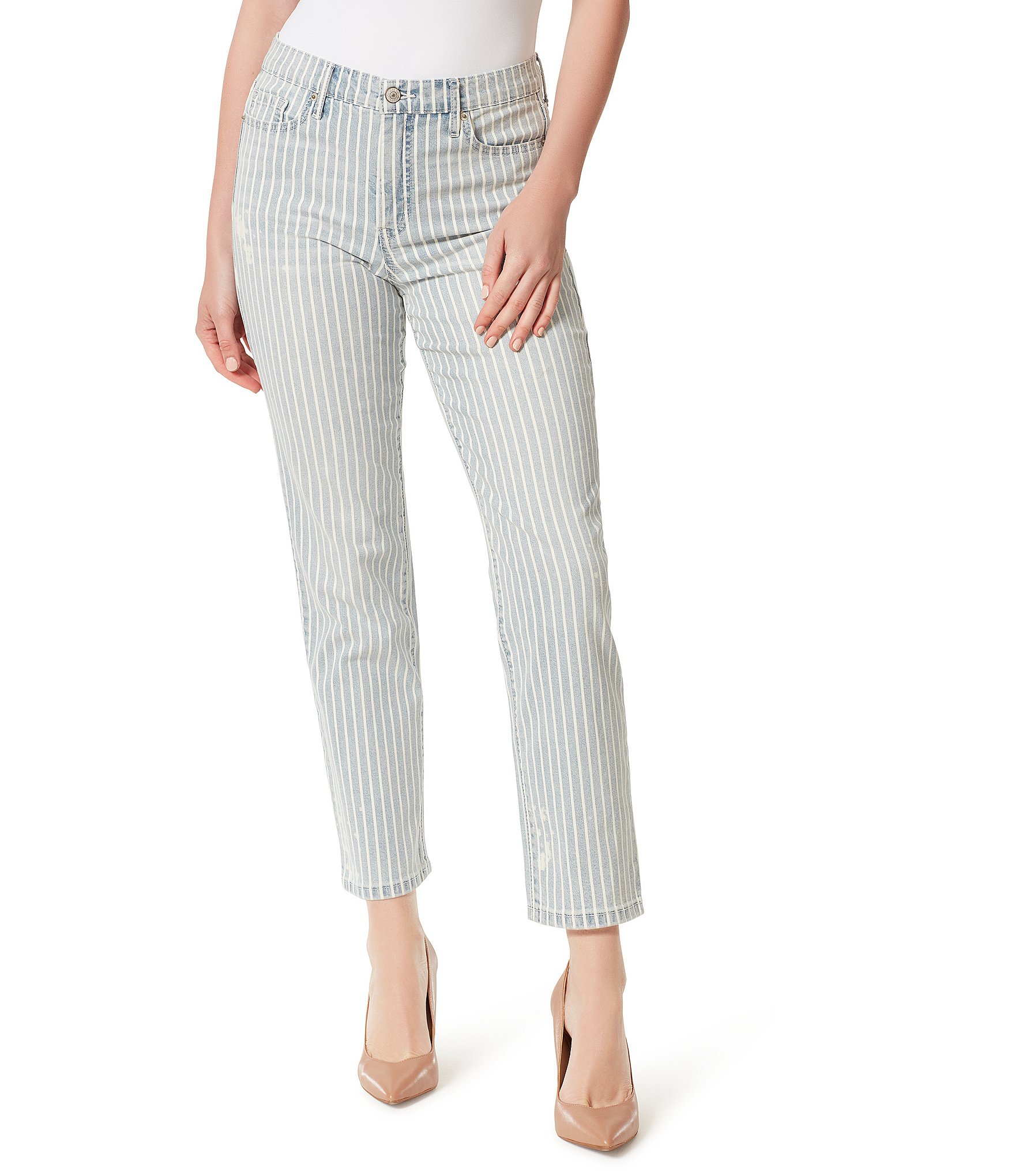 Jessica Simpson Spotlight High Rise Stripe Print Slim Straight Jeans ...