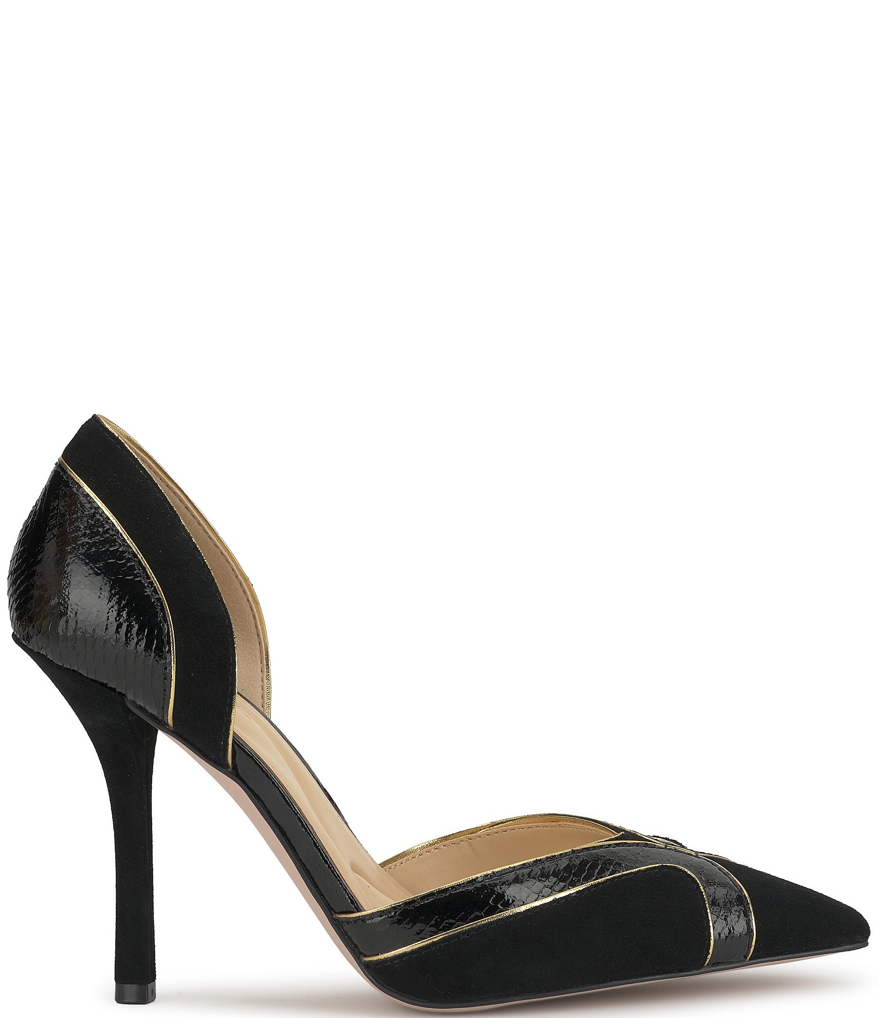 Jessica Simpson Vuley Suede Snake Embossed Trim d'Orsay Pumps
