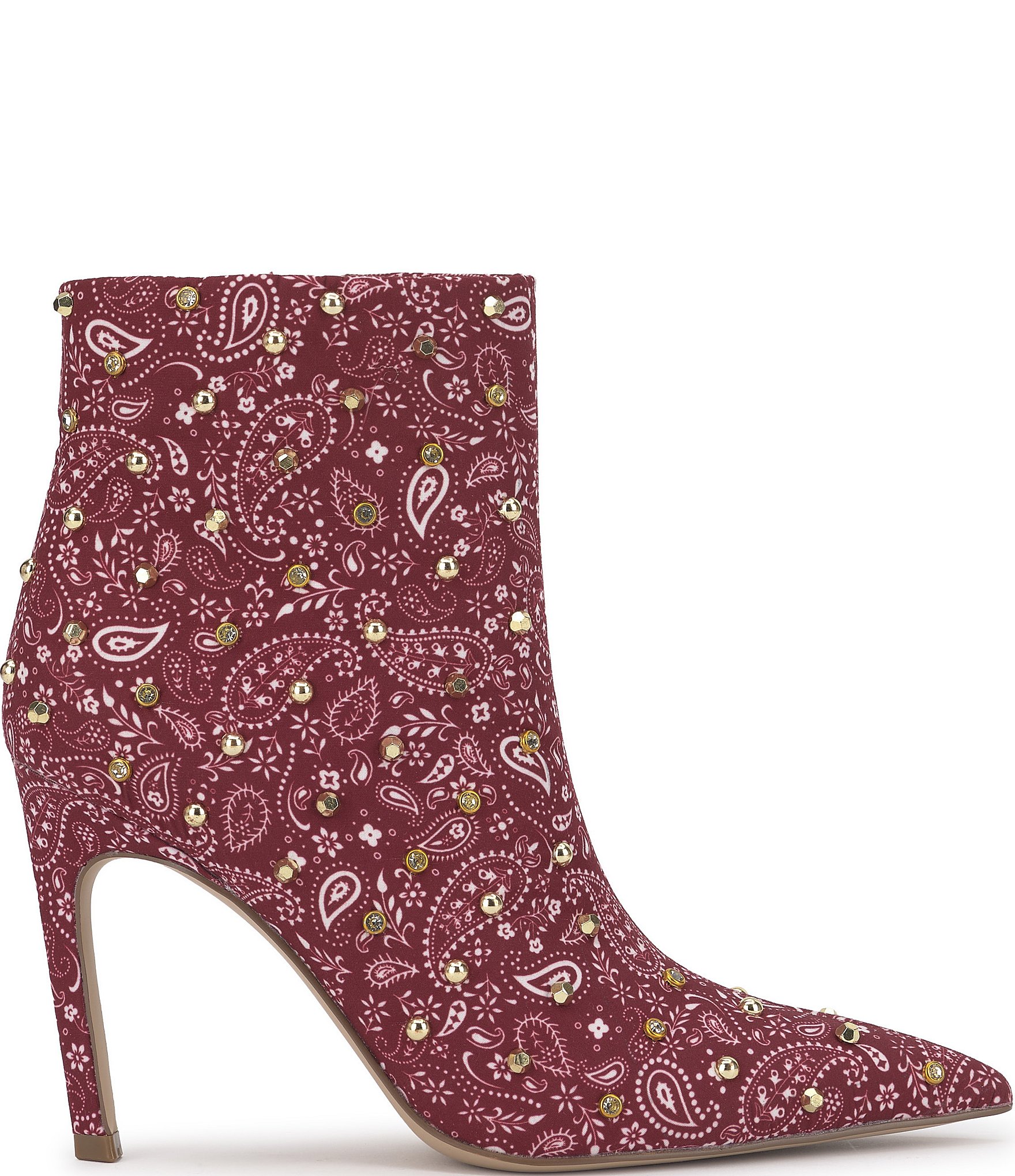Jessica Simpson Wilonix Bandana Print Studded Pointed Toe Booties