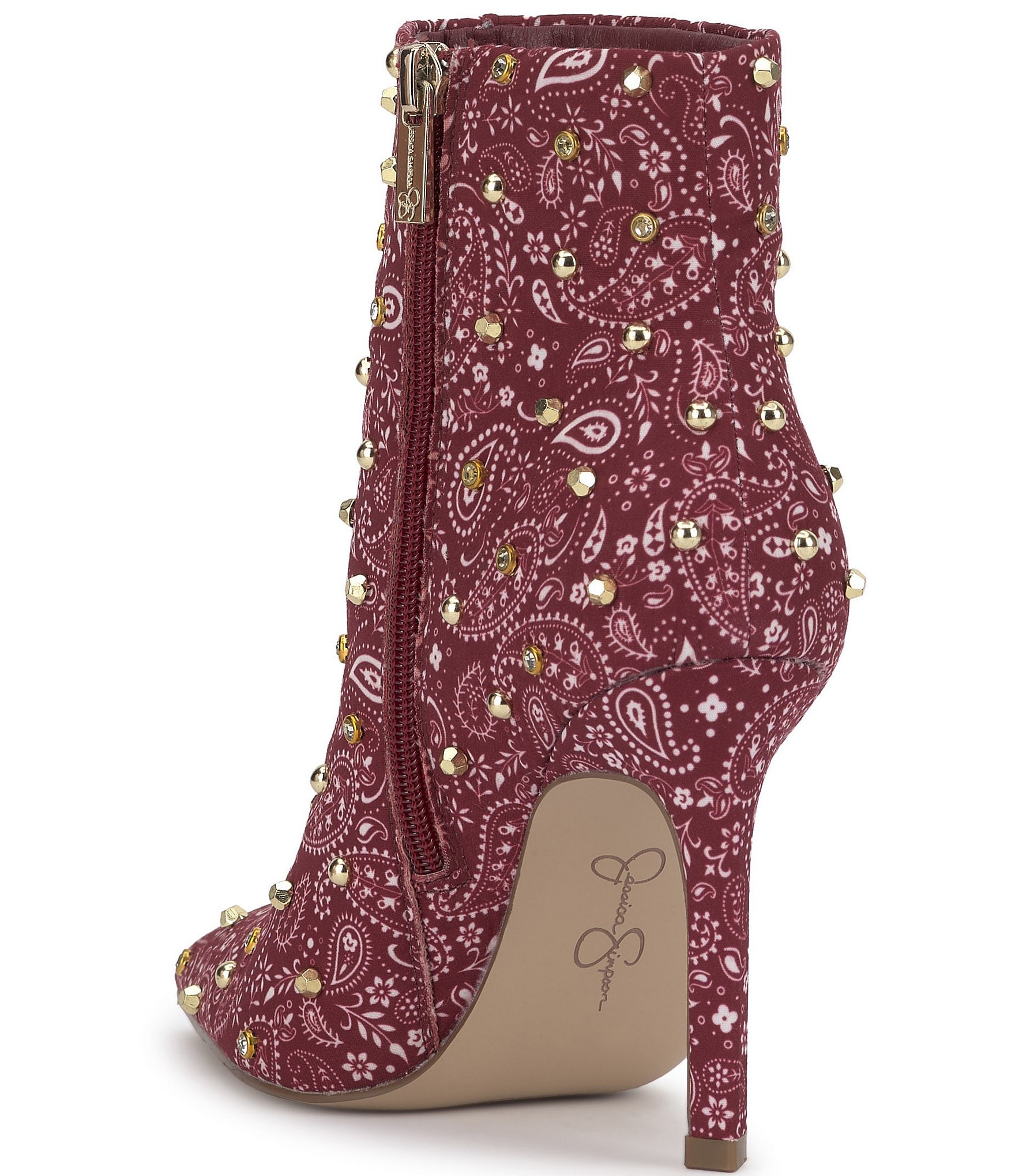 Jessica Simpson Wilonix Bandana Print Studded Pointed Toe Booties