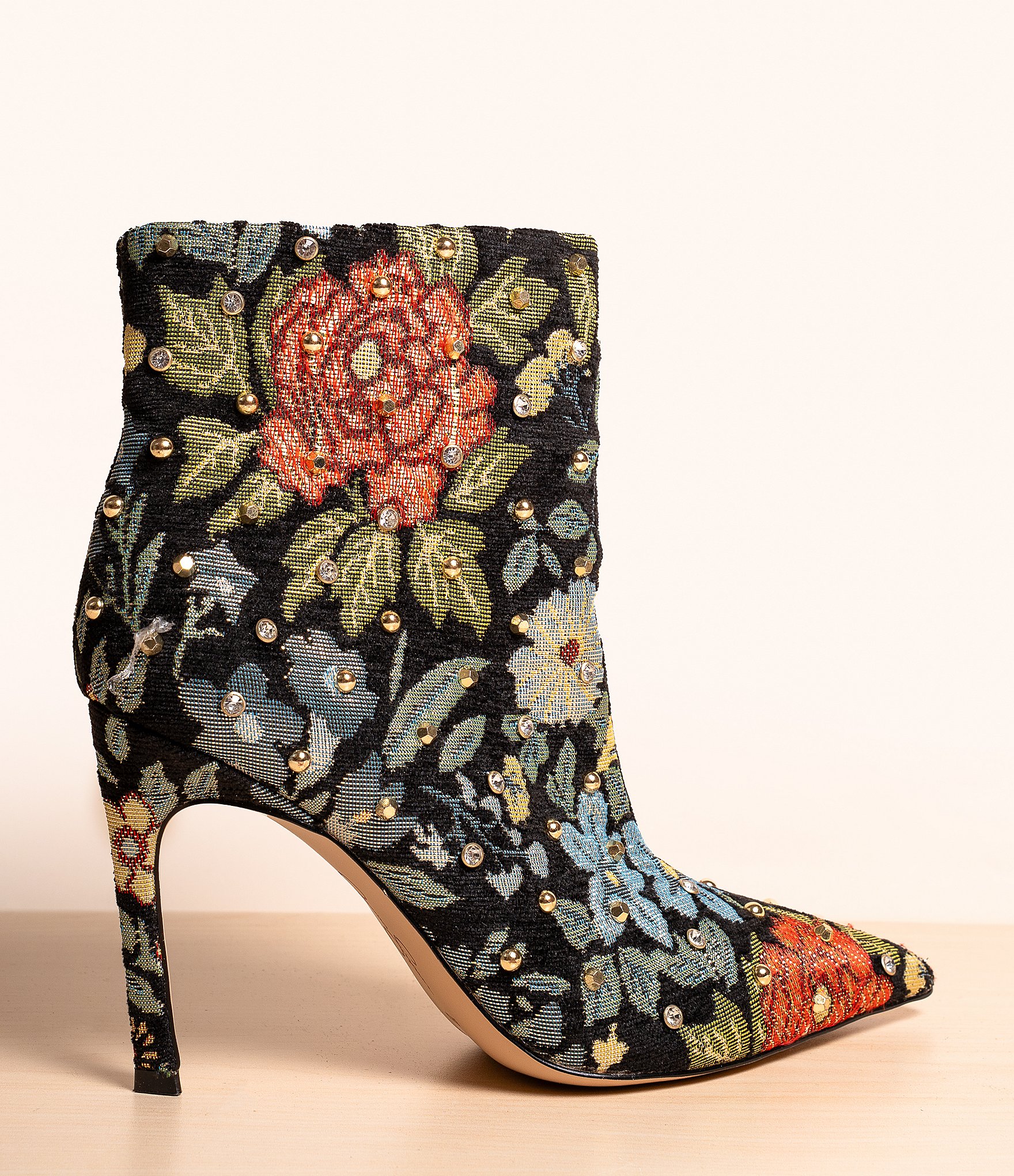Jessica Simpson Wilonix Floral Studded Pointed Toe Booties