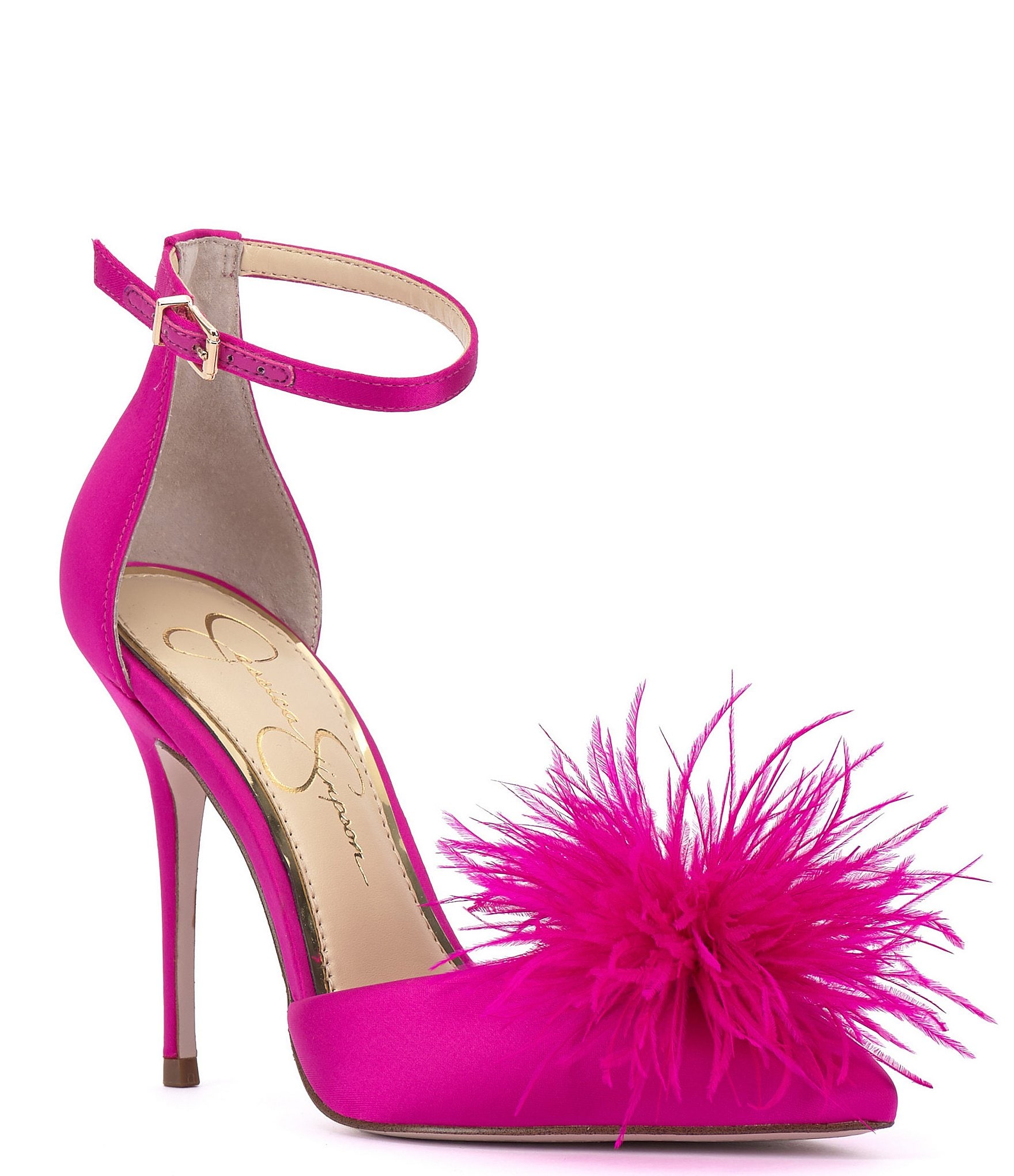 Jessica Simpson Wolistie Feather Ankle Strap Stiletto Dress Pumps ...