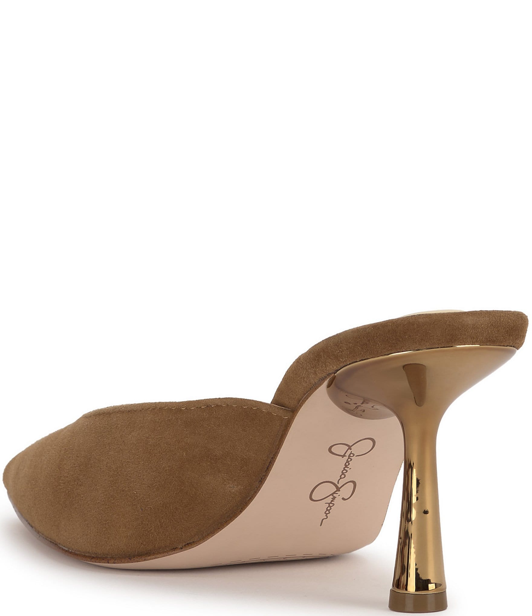 Jessica Simpson Xia Suede Mirrored Heeled Mules