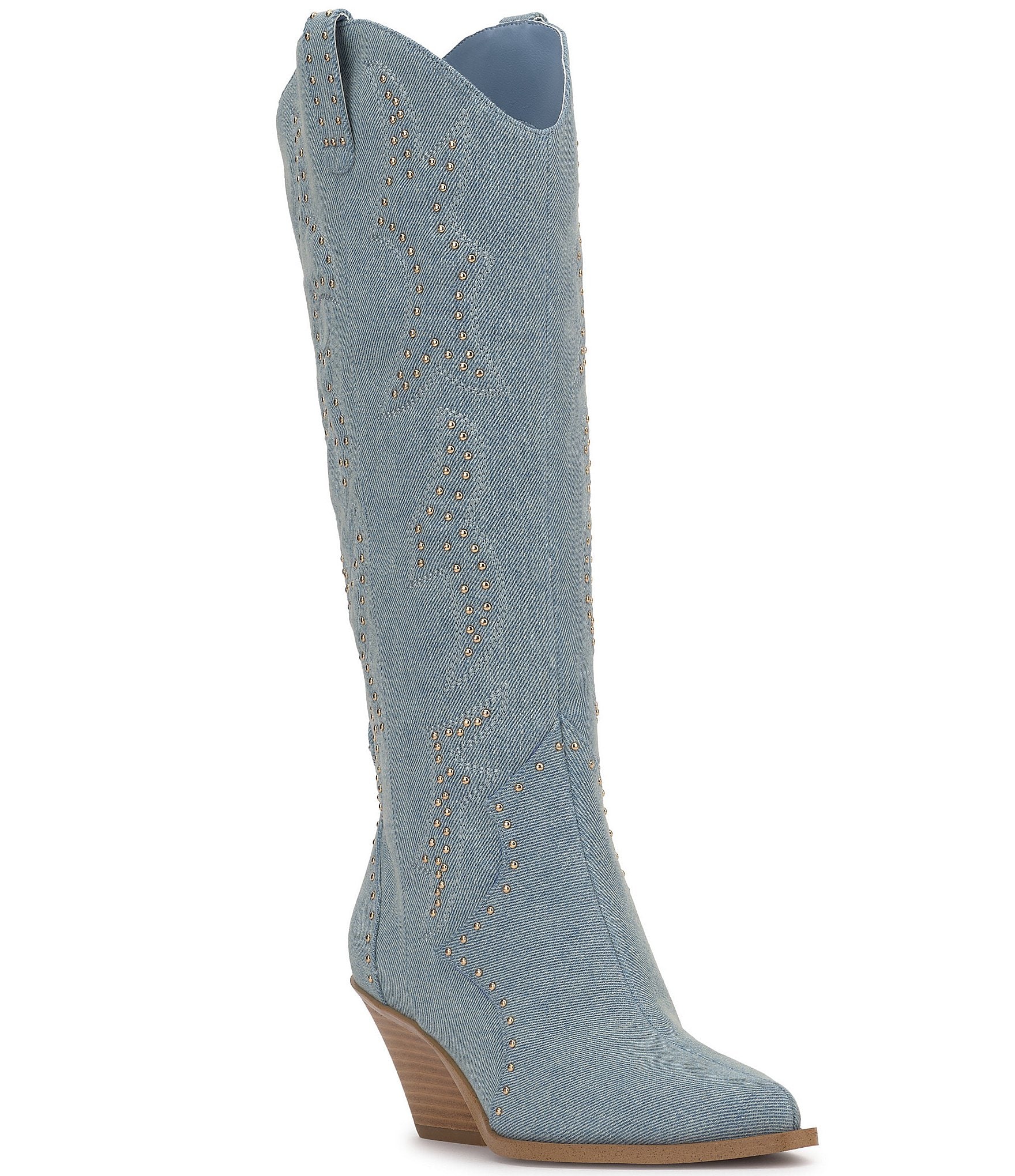 Jessica Simpson Zaikes Denim Knee High Western Boots | Dillard's