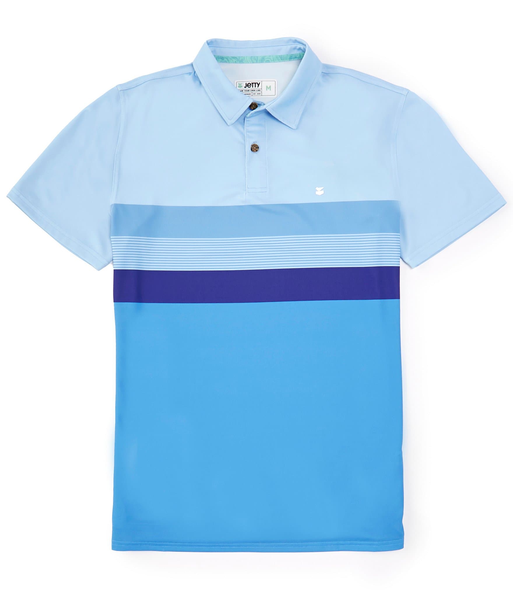 JETTY Bunker Golf Performance Stretch Short Sleeve Wide Stripe Polo Shirt