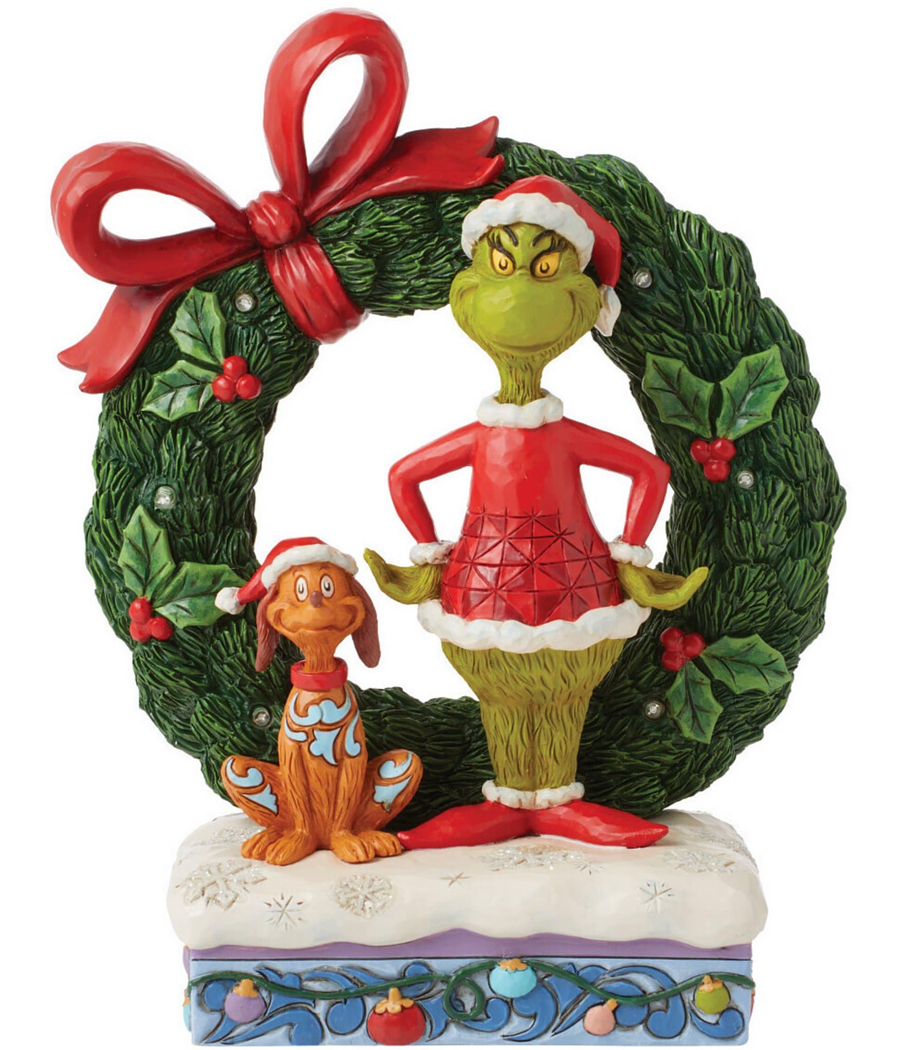 Jim Shore Grinch by Jim Shore Dr. Seuss Grinch & Max in Light-Up Wreath ...