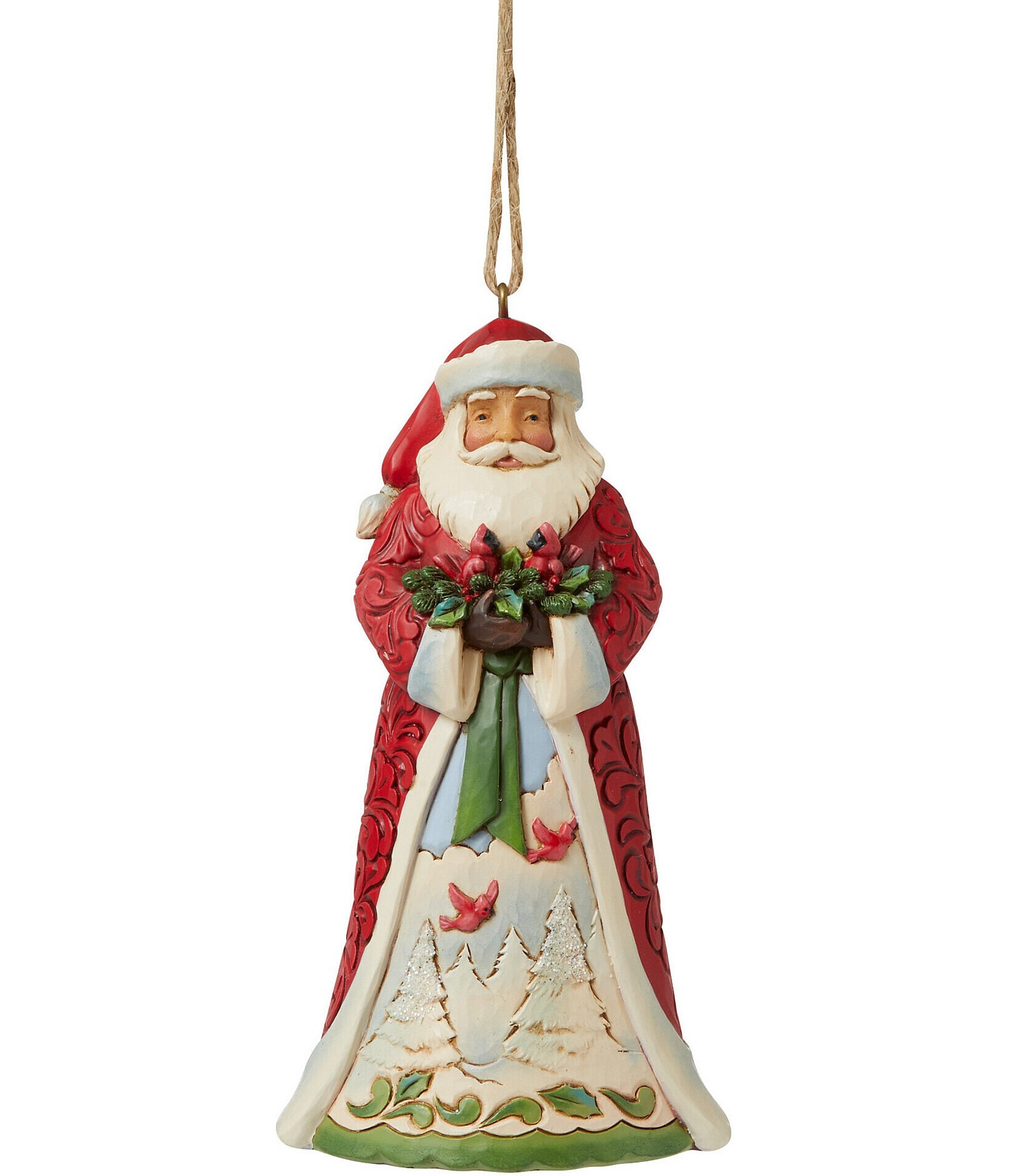 Jim Shore Heartwood Creek Santa Holding Cardinals Hanging Ornament ...