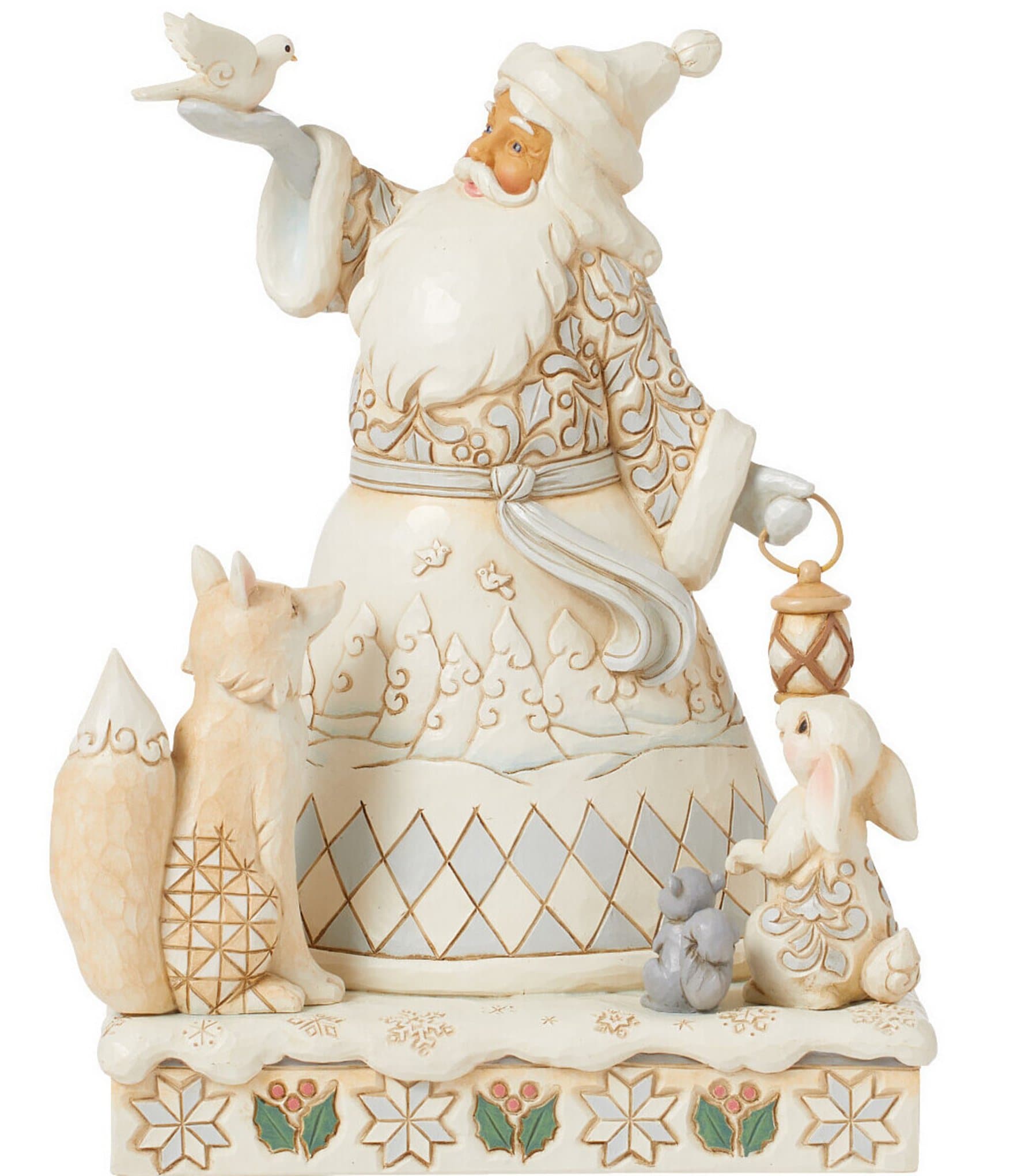 Jim Shore Heartwood Creek White Woodland Santa Holding Dove Figurine ...