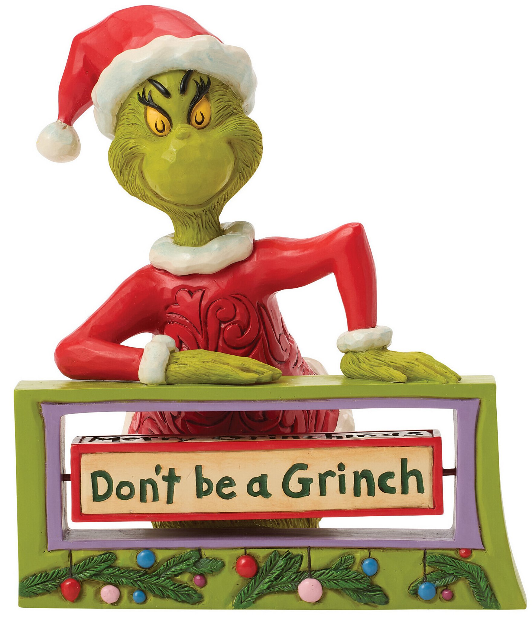 Jim Shore The Grinch Collection Grinch With Rotating Sign Figurine