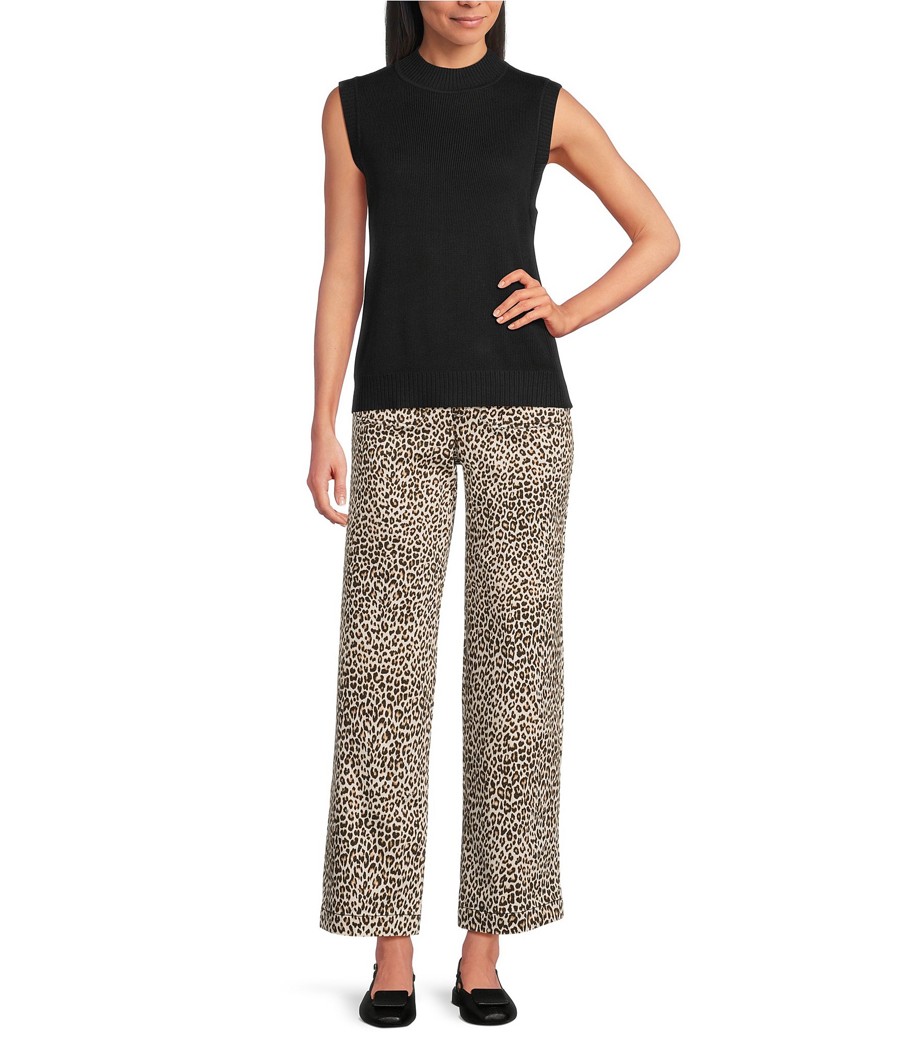 John Mark Cheetah Print Straight Leg 5 Pocket Styling Pants