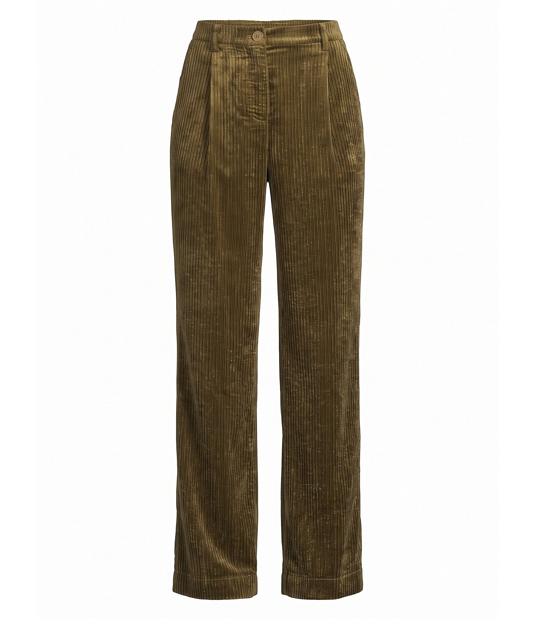 John Mark Corduroy Front Pleat Front Tab Wide Leg Pants