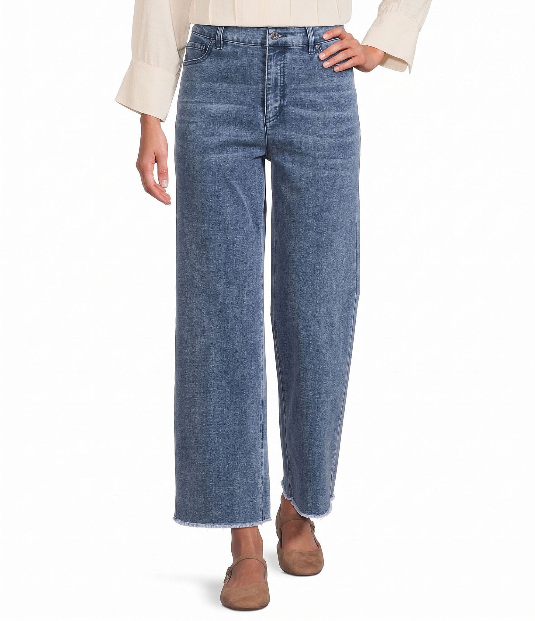 John Mark Denim Double Fringe Hem Straight Leg Jeans