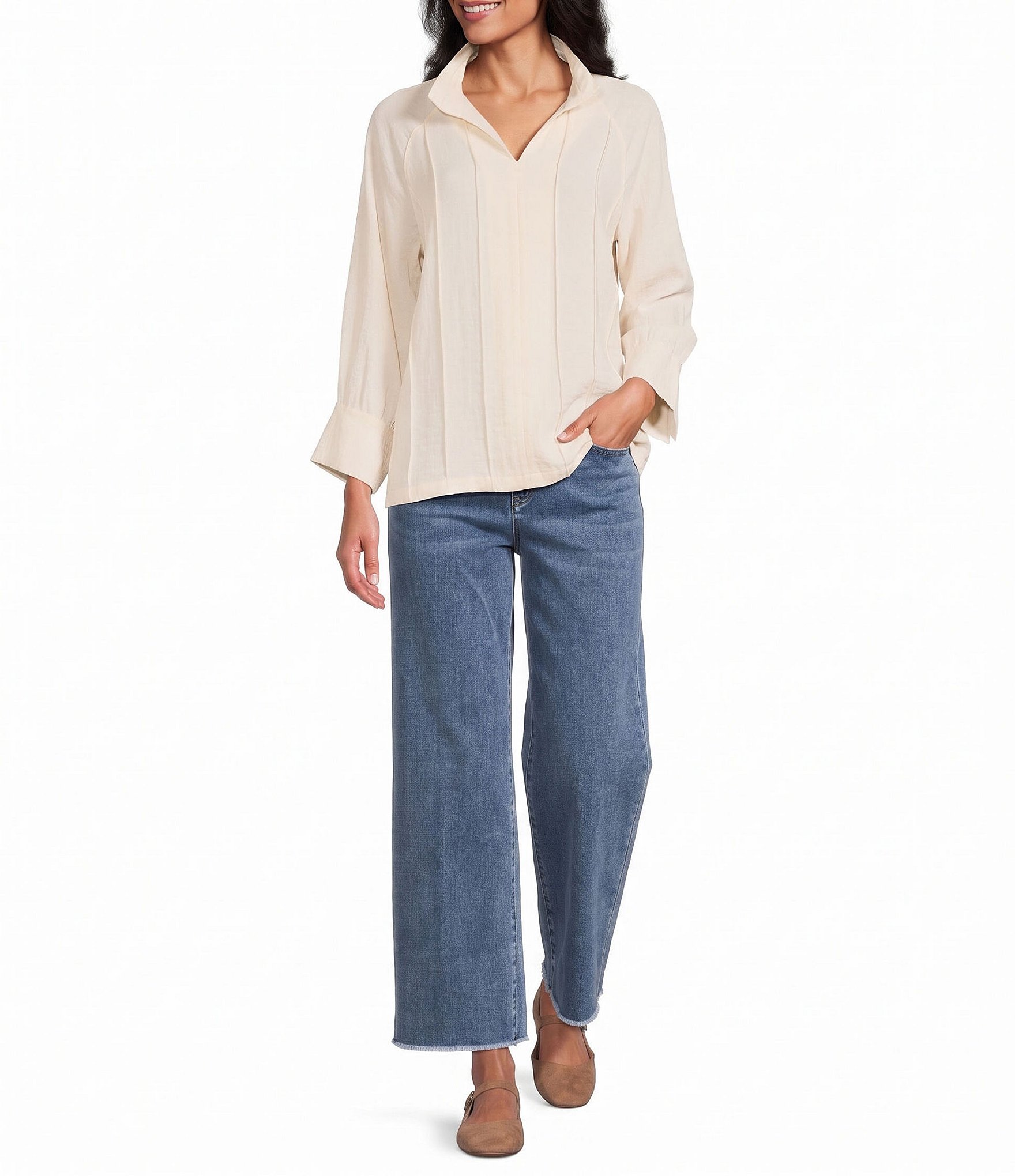 John Mark Denim Double Fringe Hem Straight Leg Jeans