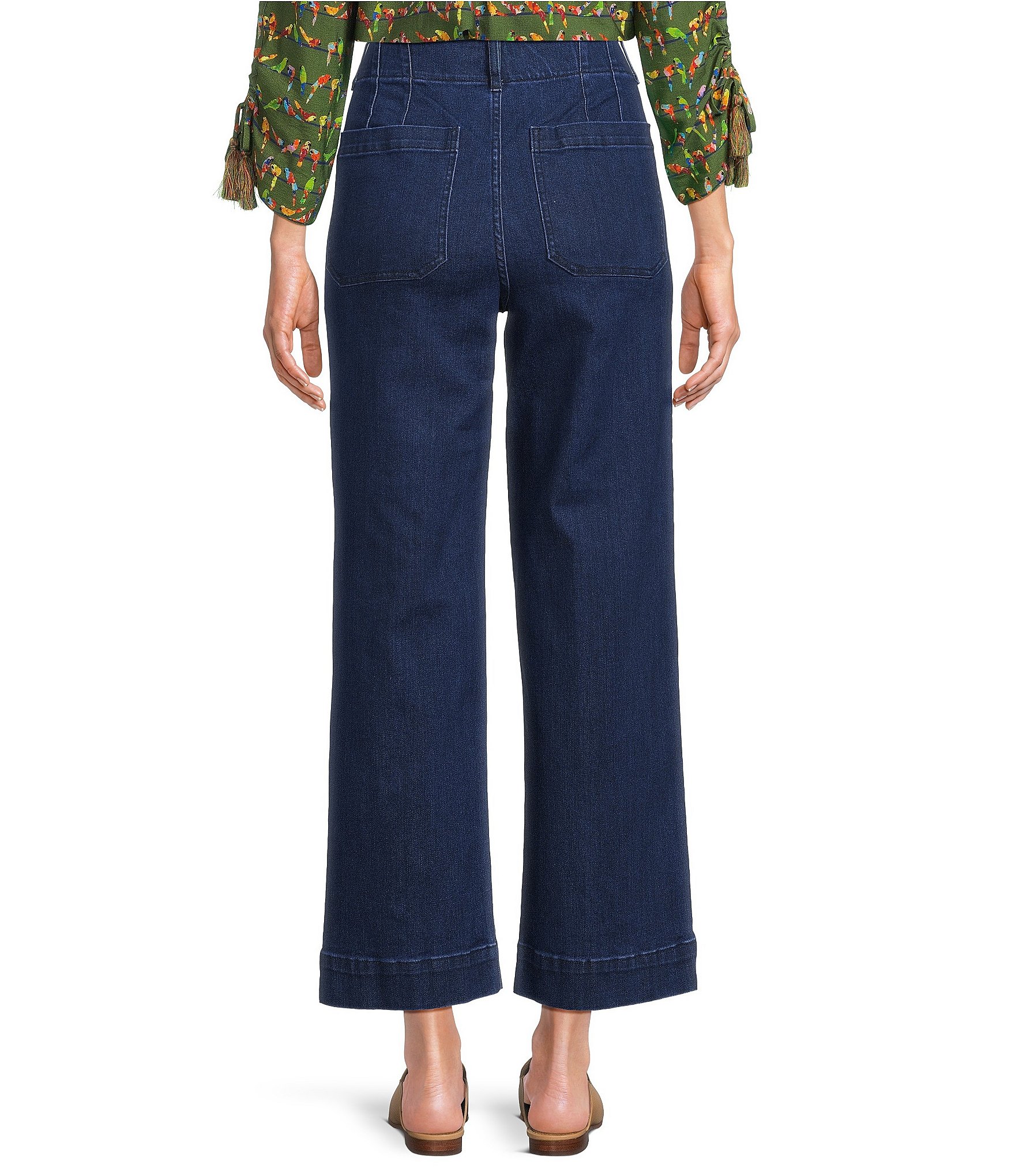 John Mark Denim Patch Pocket Wide Leg Jeans