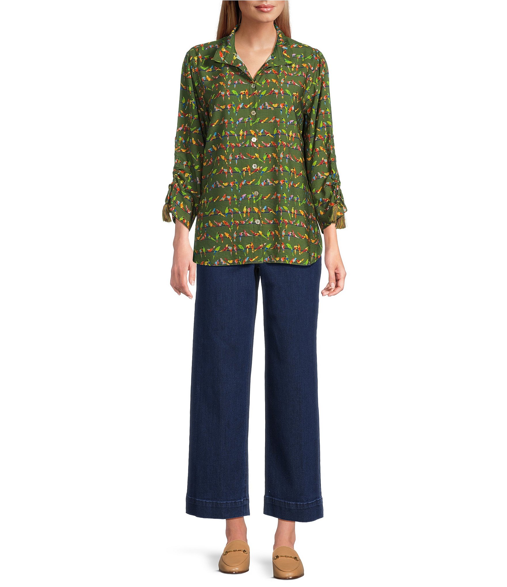 John Mark Denim Patch Pocket Wide Leg Jeans