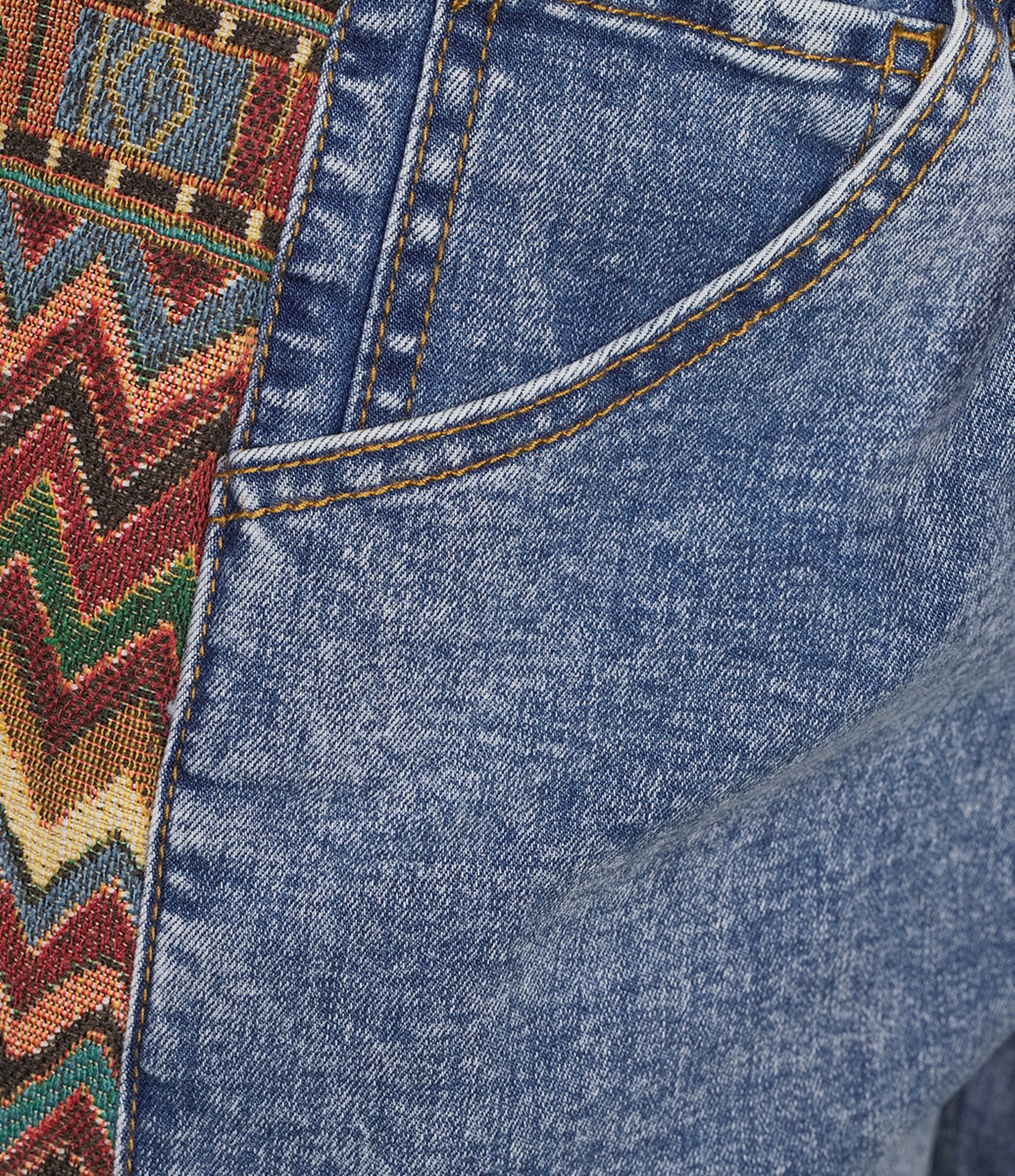 John Mark Denim Wide Leg Jacquard Inset Stripe Jeans