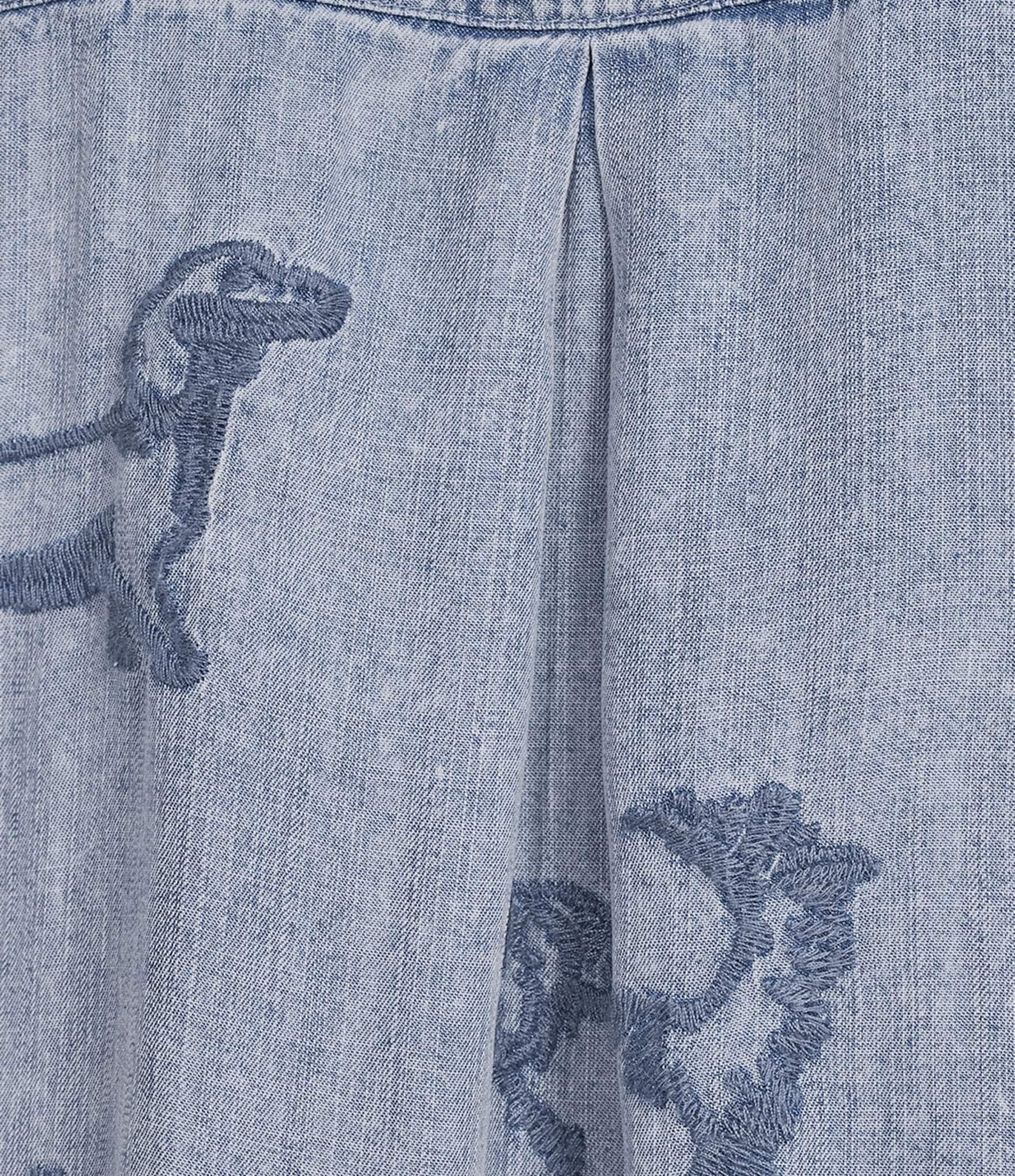 John Mark Dog Embroidered Wire Collar 3/4 Cinched Sleeve Tunic