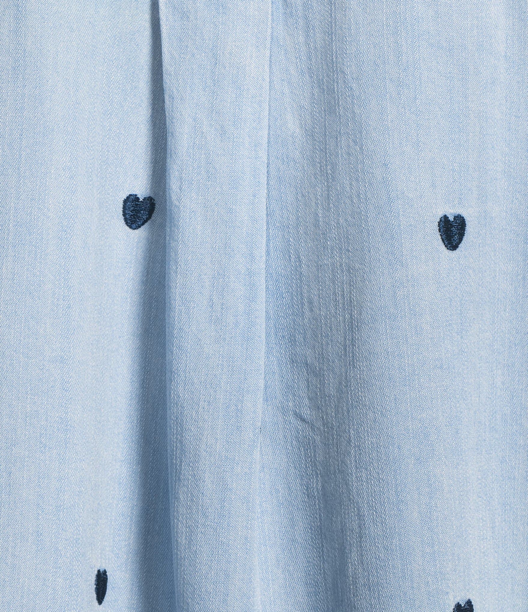 John Mark Embroidered Point Collar 3/4 Cinched Tie Sleeve Button Front Blouse